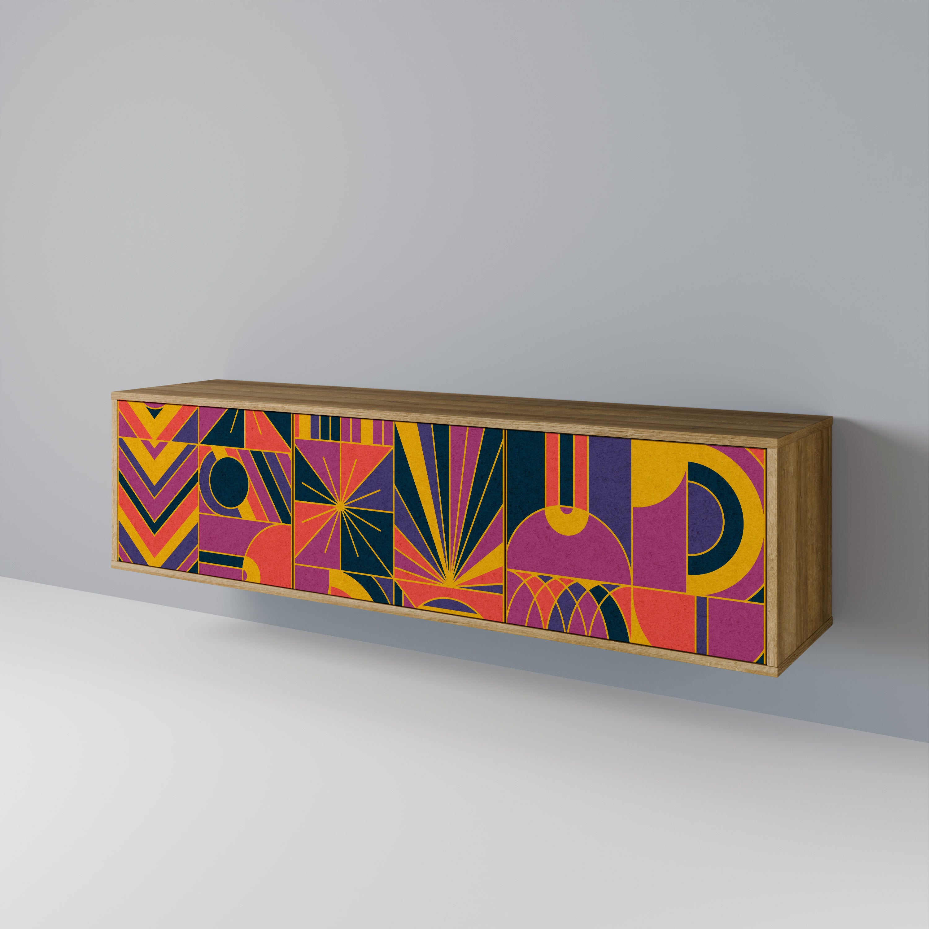 ELECTRIC PATTERNS 3-Door TV Stand in Oak Effect