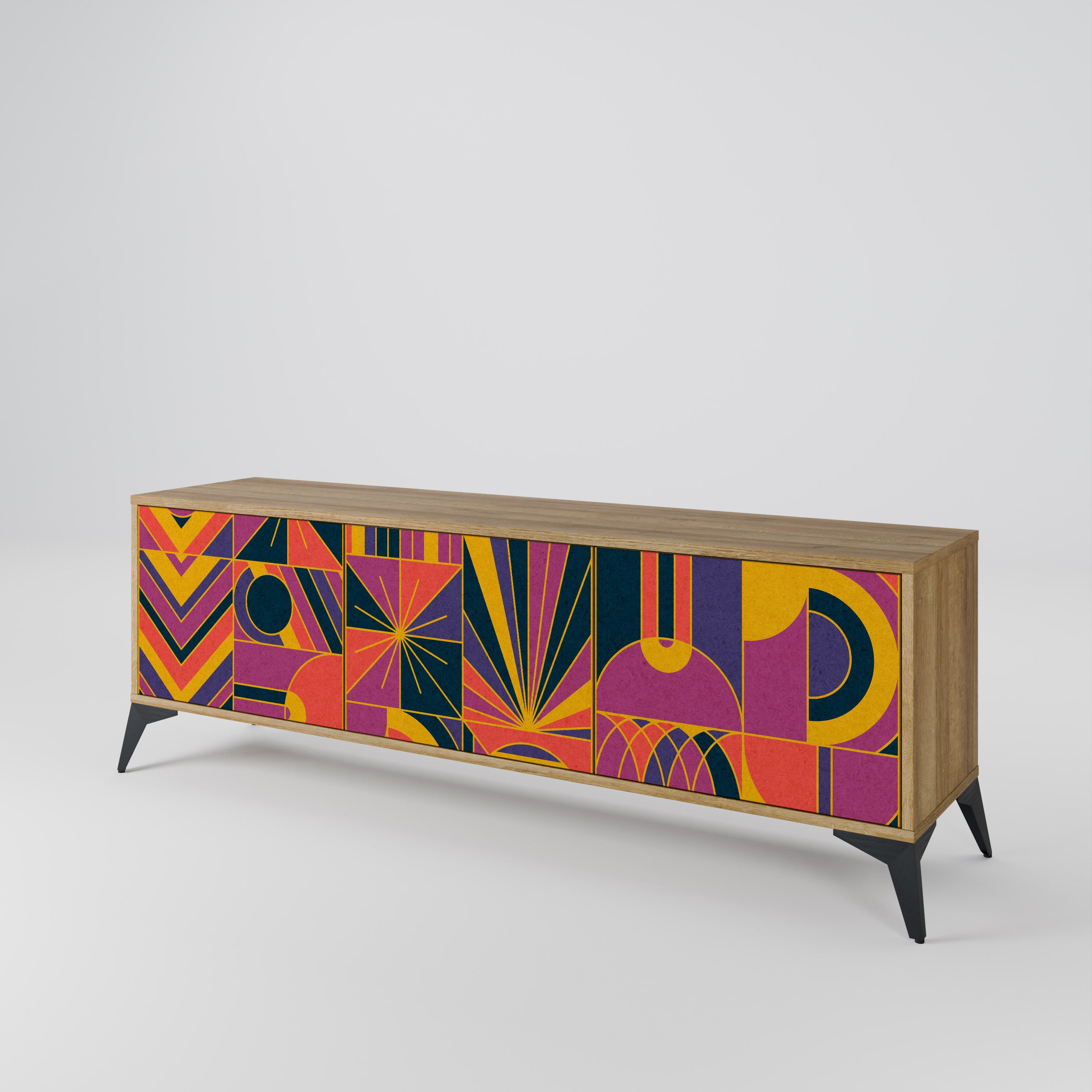 ELECTRIC PATTERNS 3-Door TV Stand in Oak Effect