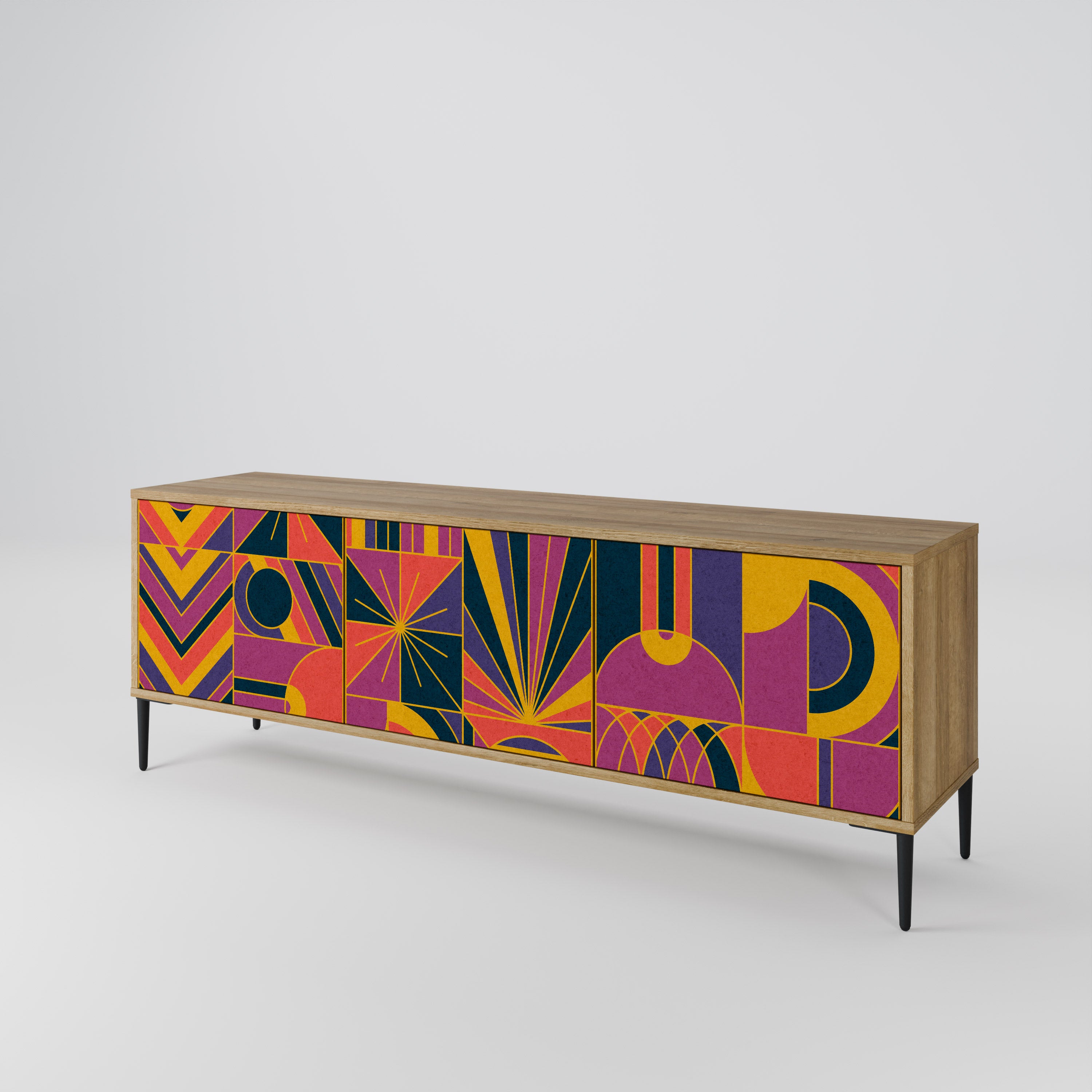 ELECTRIC PATTERNS 3-Door TV Stand in Oak Effect