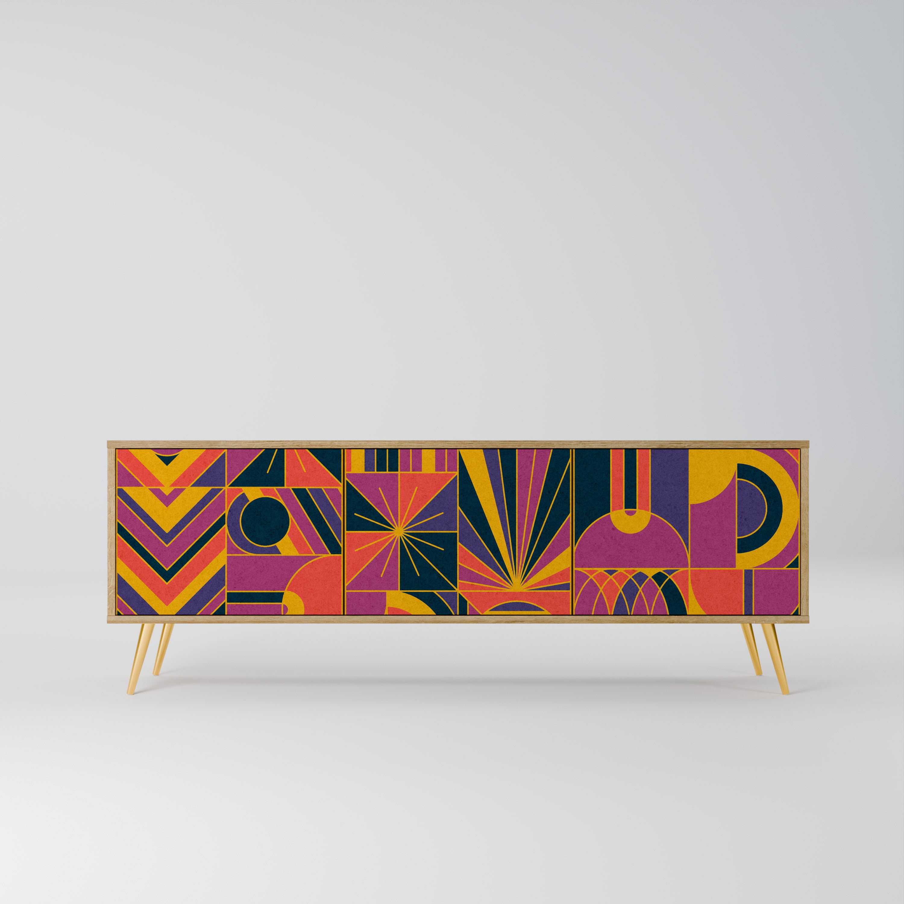 ELECTRIC PATTERNS 3-Door TV Stand in Oak Effect