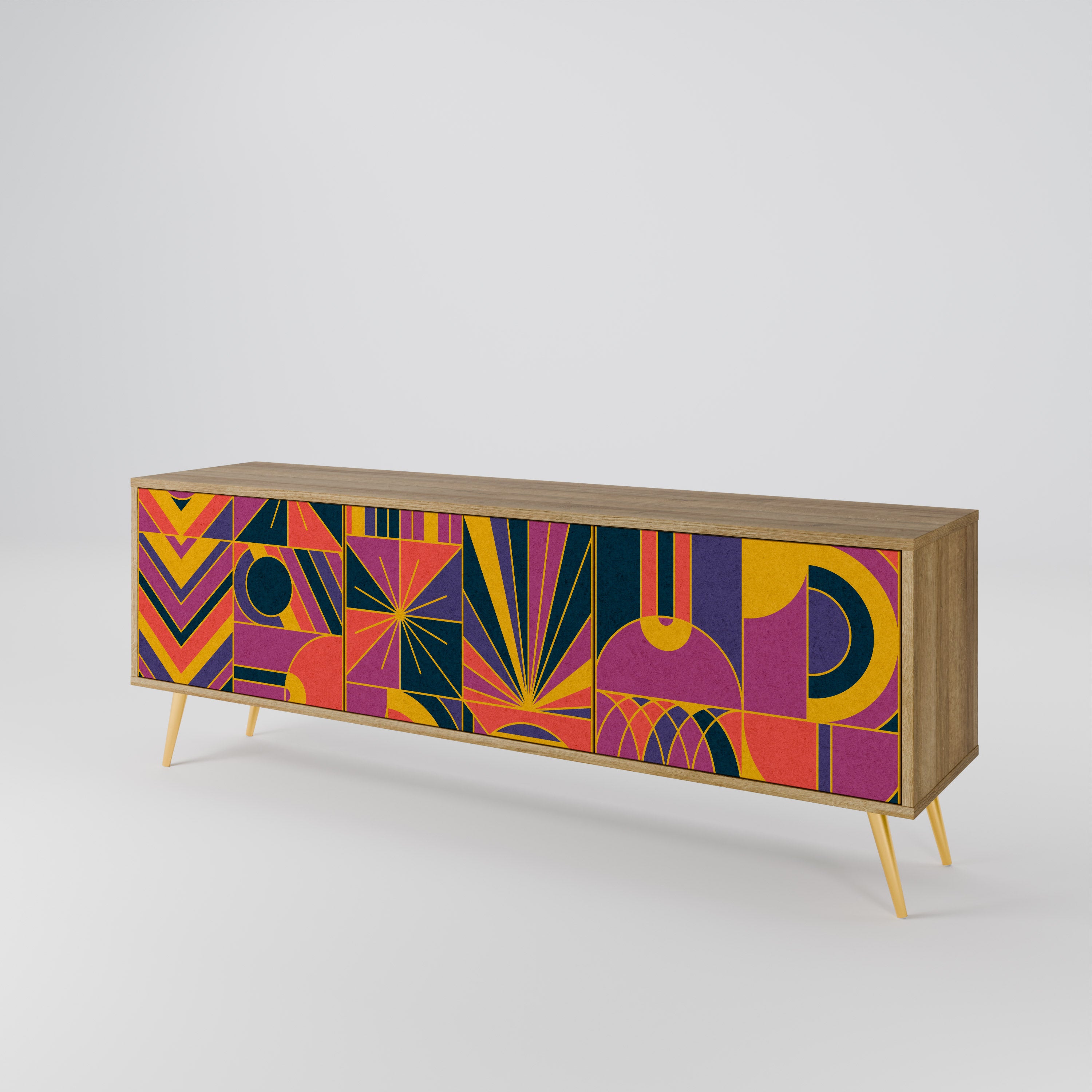 ELECTRIC PATTERNS 3-Door TV Stand in Oak Effect