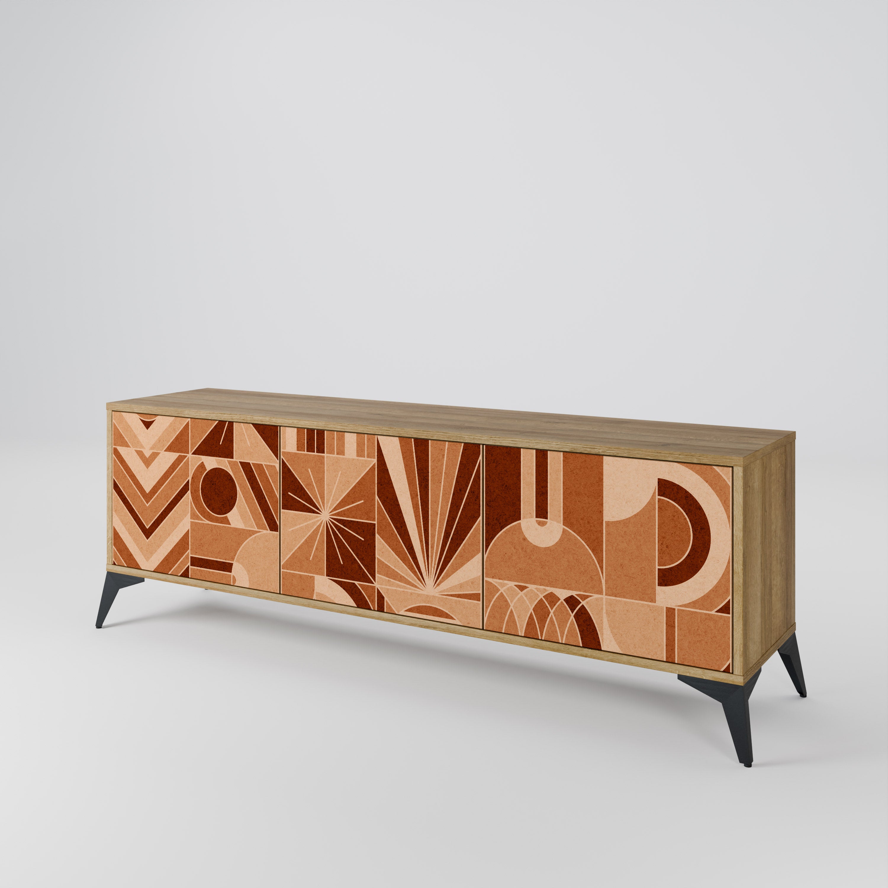 PRISM MOSAIC 3-Door TV Stand in Oak Effect