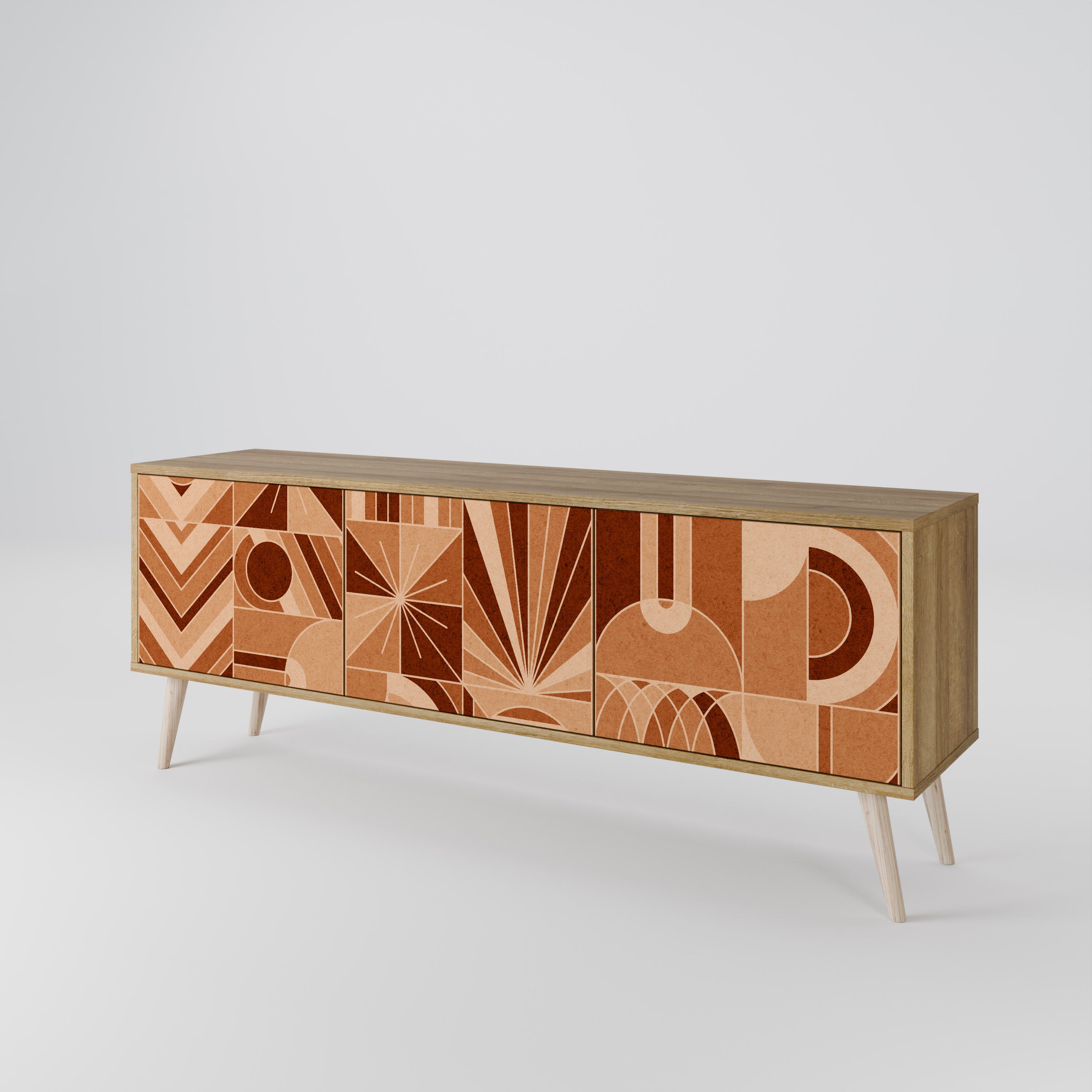 PRISM MOSAIC 3-Door TV Stand in Oak Effect