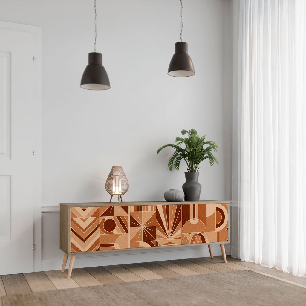 PRISM MOSAIC 3-Door TV Stand in Oak Effect