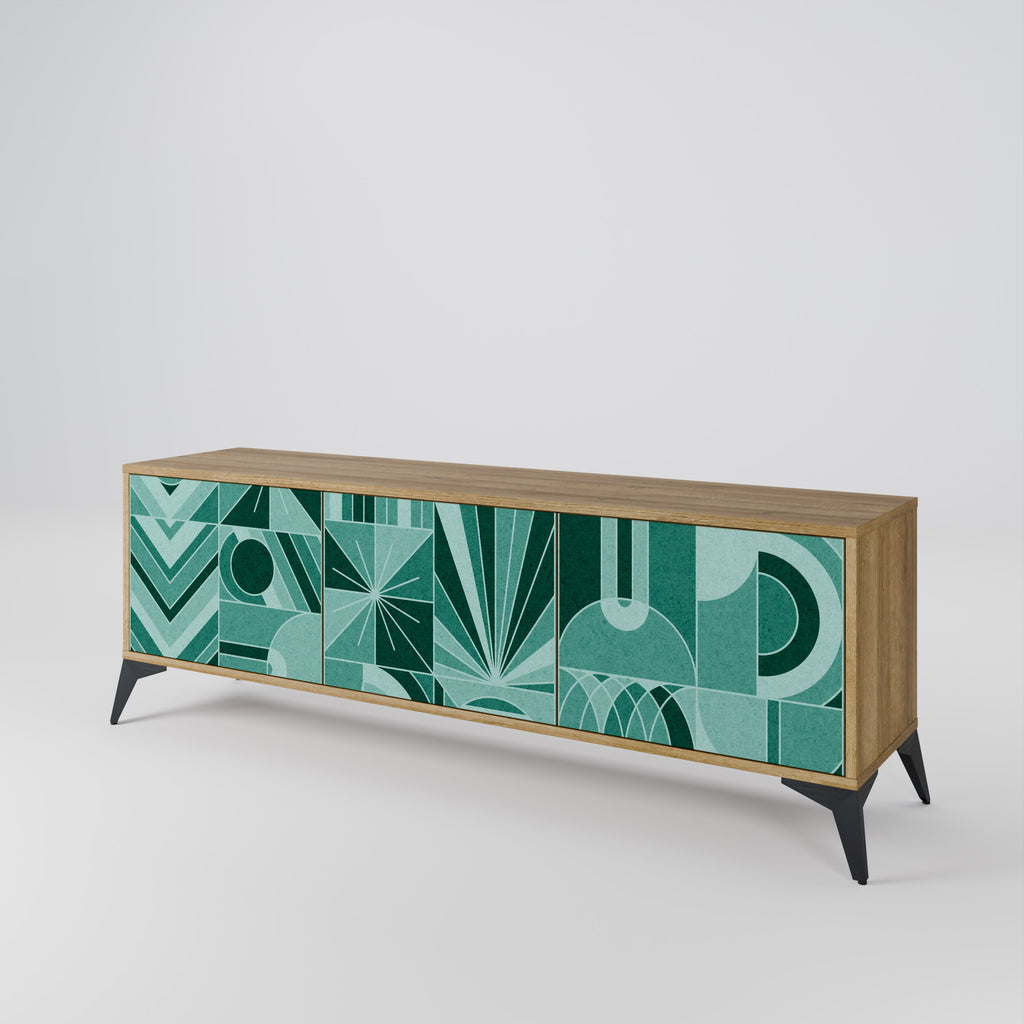 HARMONIC GRID 3-Door TV Stand in Oak Effect