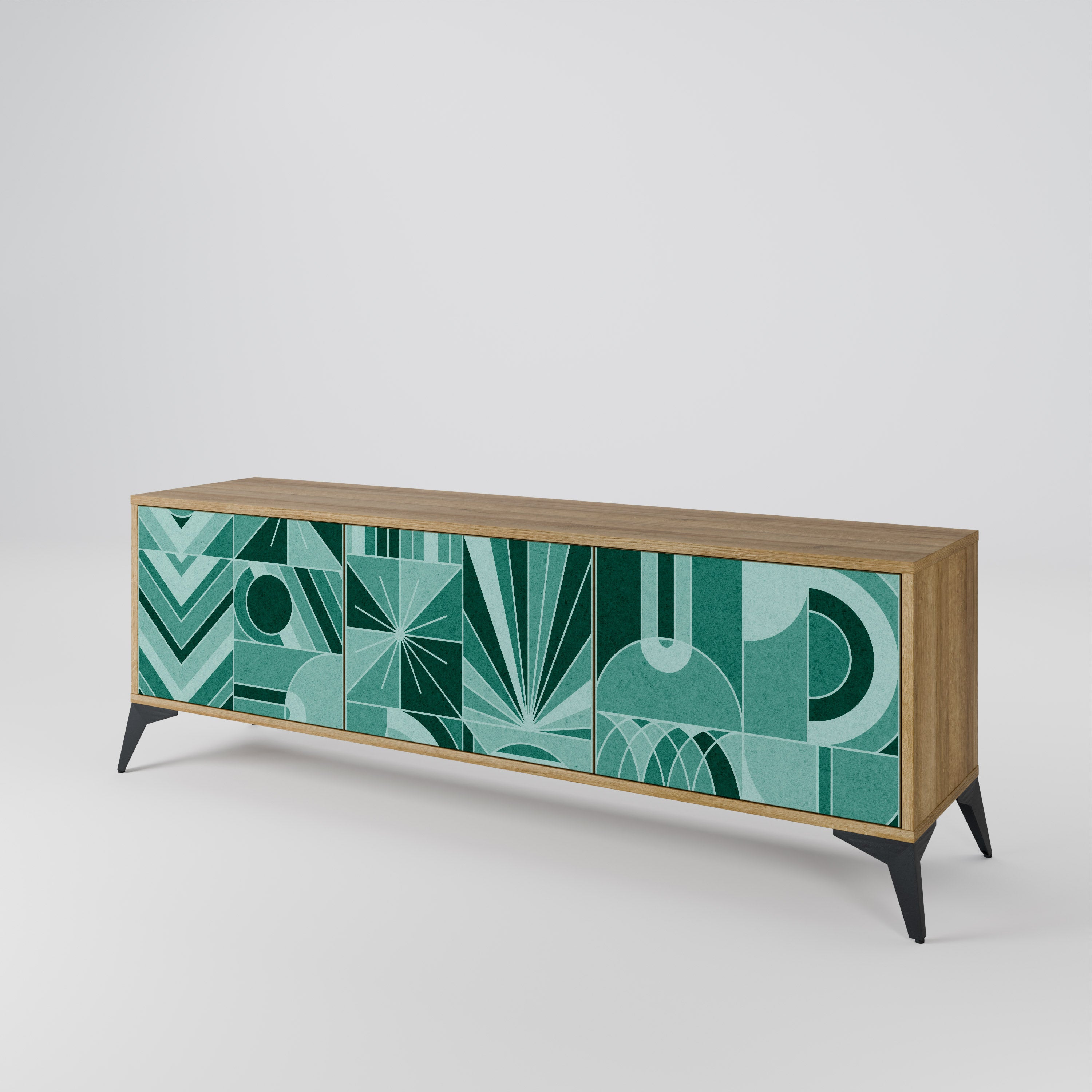 HARMONIC GRID 3-Door TV Stand in Oak Effect