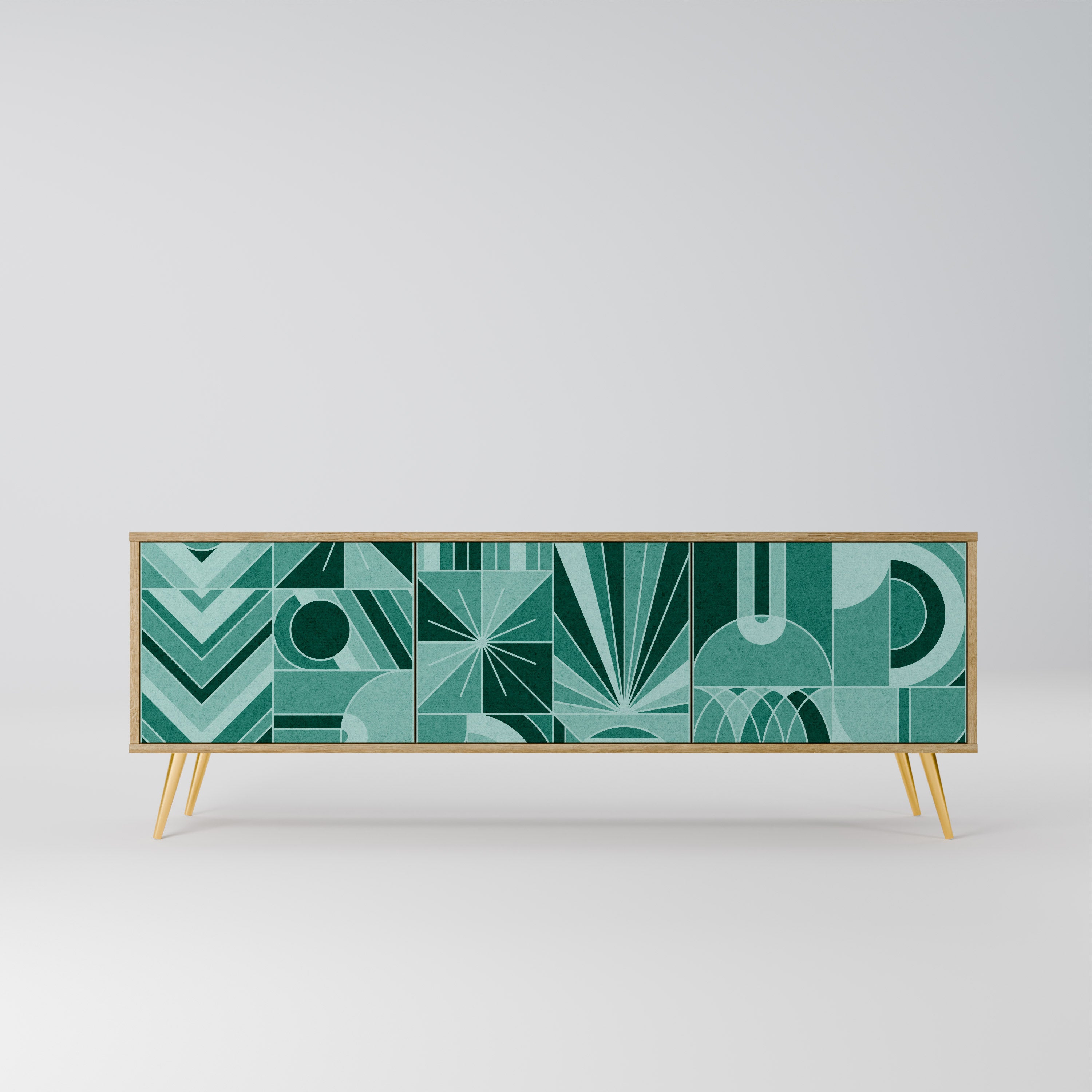 HARMONIC GRID 3-Door TV Stand in Oak Effect