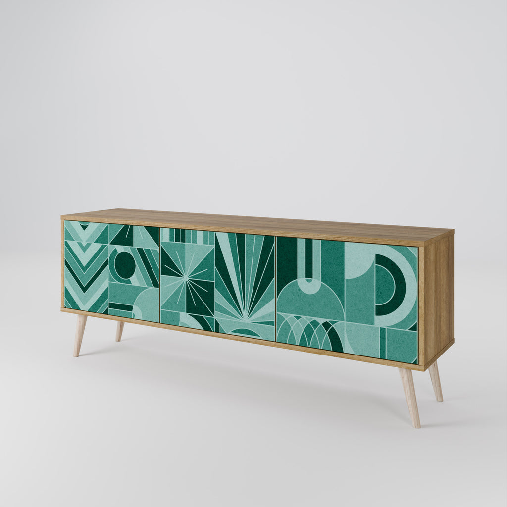 HARMONIC GRID 3-Door TV Stand in Oak Effect