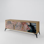 GILDED SWIRLS 3-Door TV Stand in Oak Effect