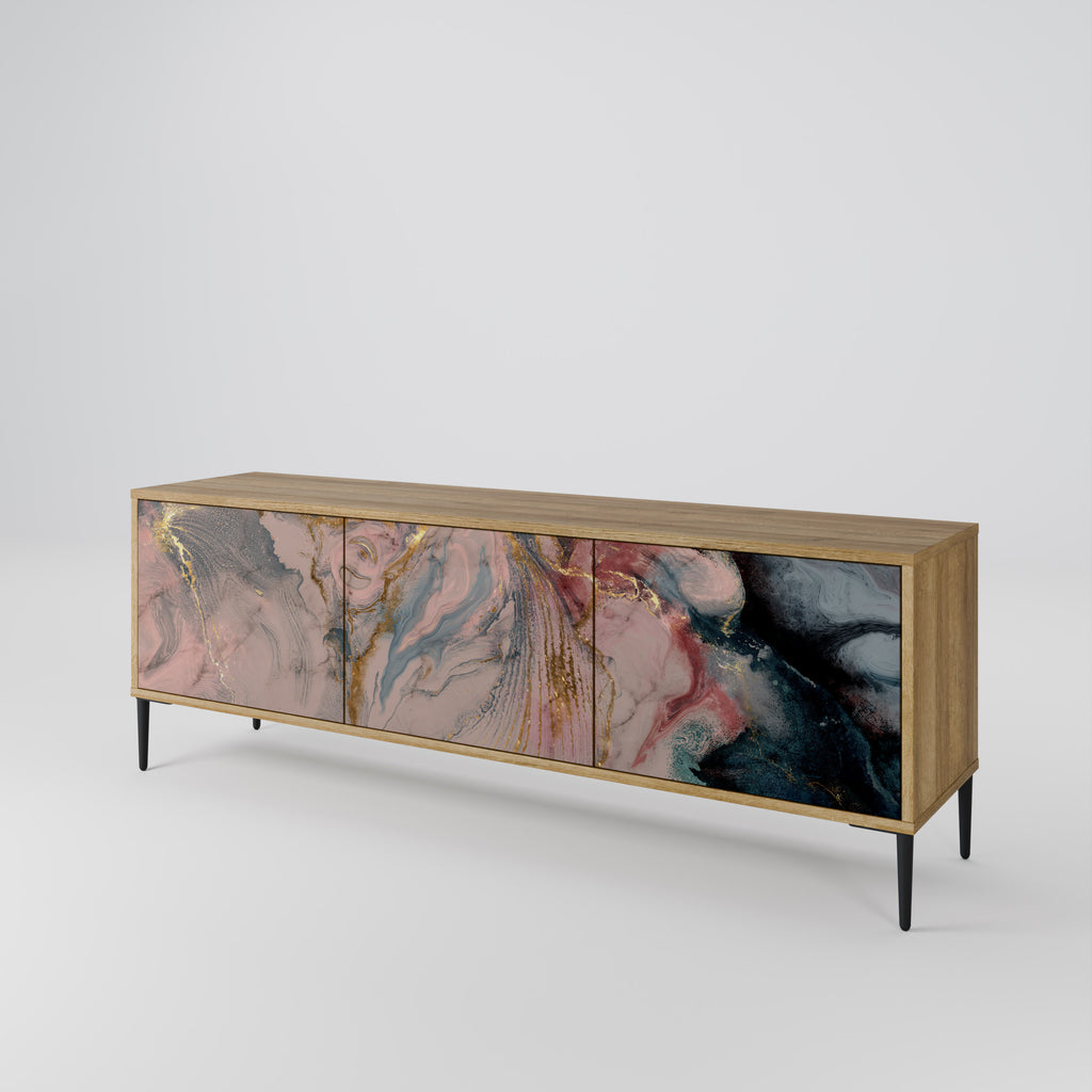 GILDED SWIRLS 3-Door TV Stand in Oak Effect