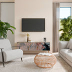 GILDED SWIRLS 3-Door TV Stand in Oak Effect