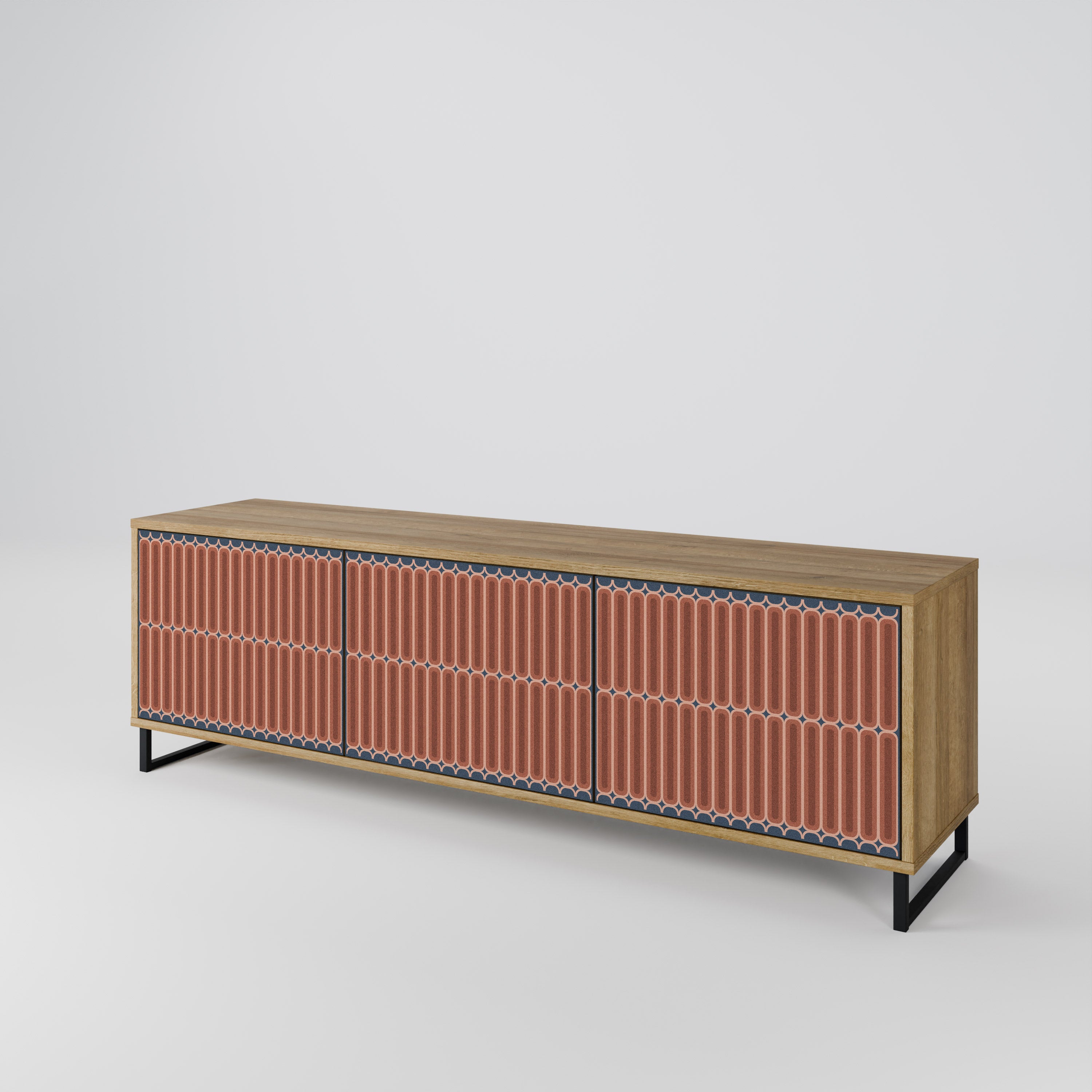 HYPNOTIC GATE 3-Door TV Stand in Oak Effect