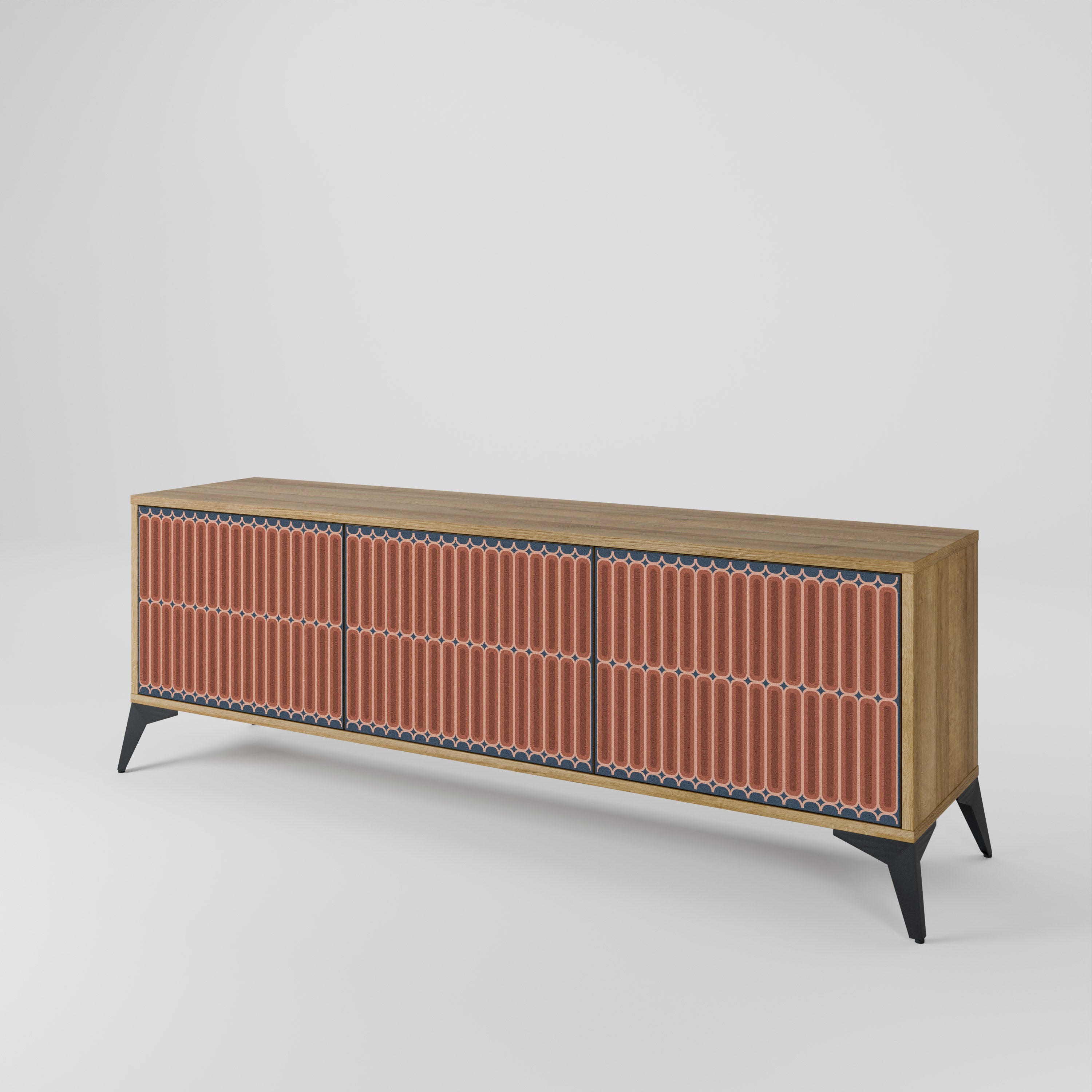 HYPNOTIC GATE 3-Door TV Stand in Oak Effect