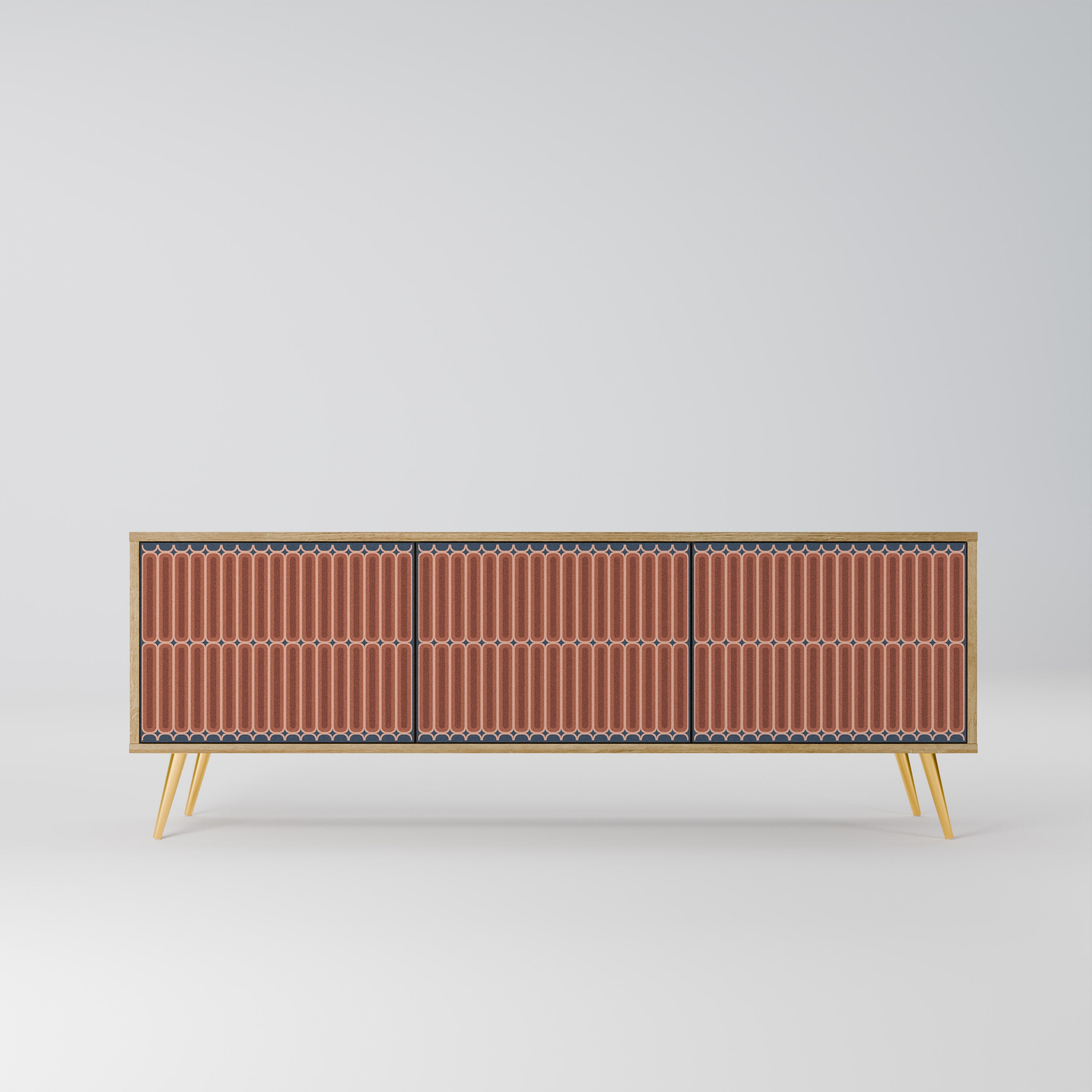 HYPNOTIC GATE 3-Door TV Stand in Oak Effect