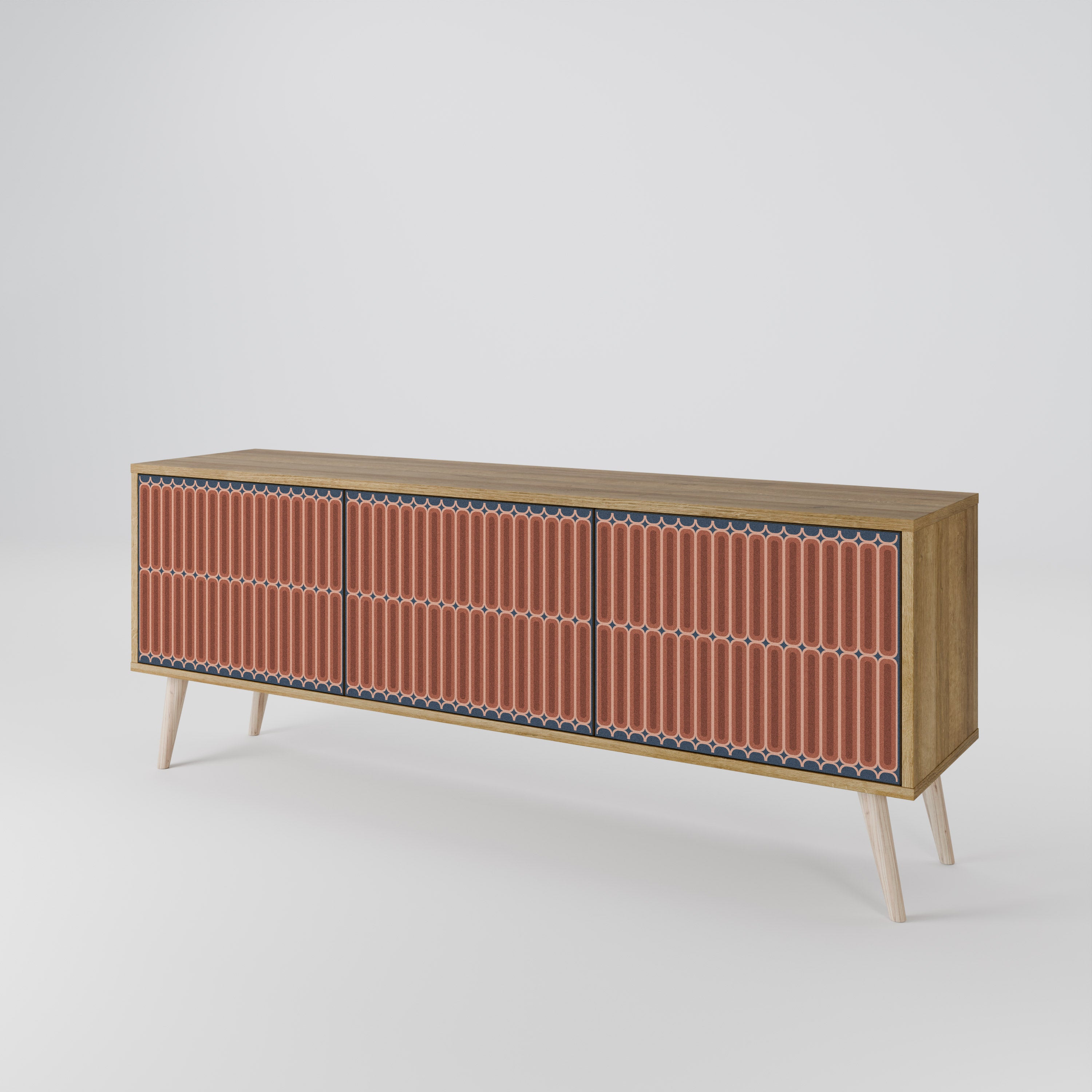 HYPNOTIC GATE 3-Door TV Stand in Oak Effect