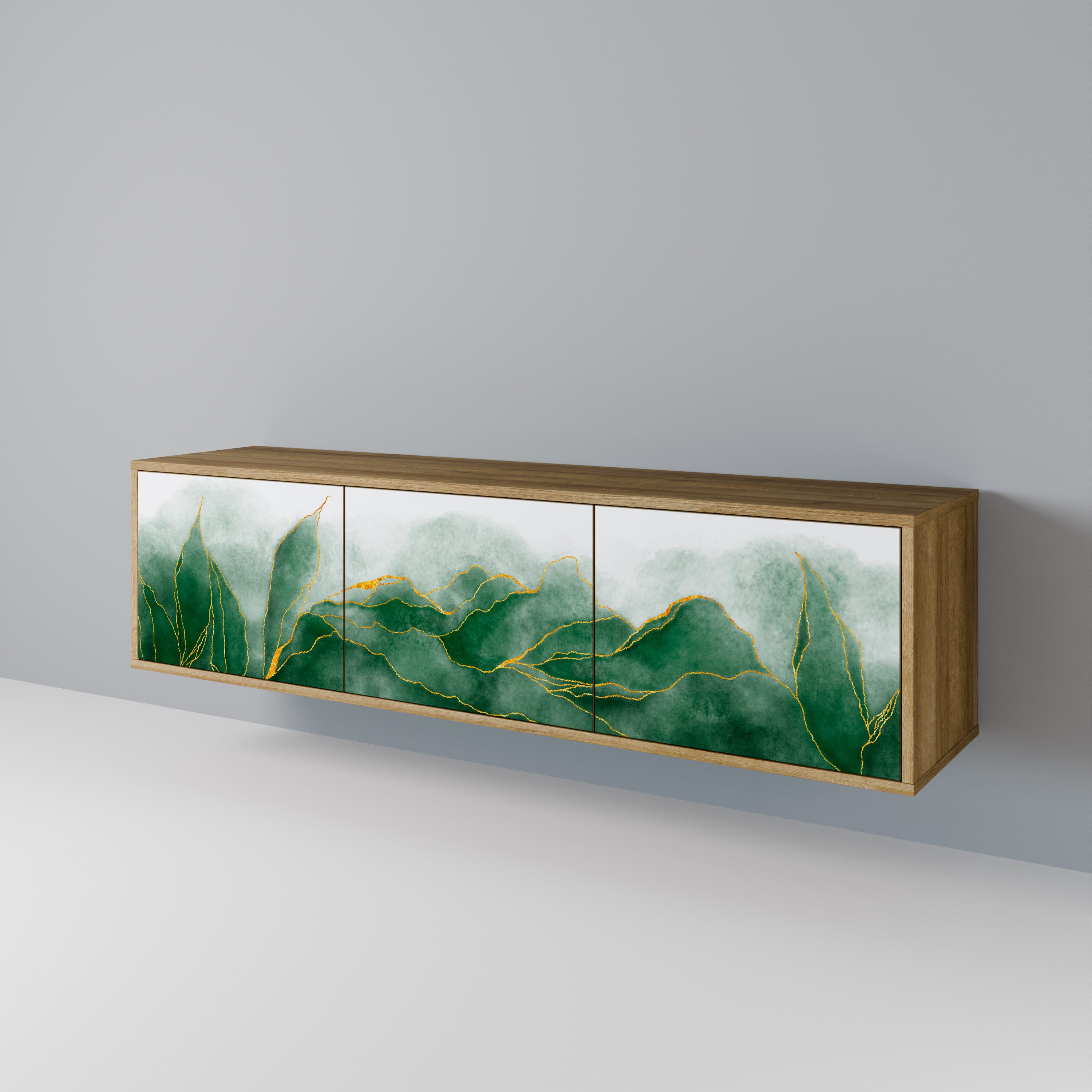 EXPENSIVE NATURE 3-Door TV Stand in Oak Effect