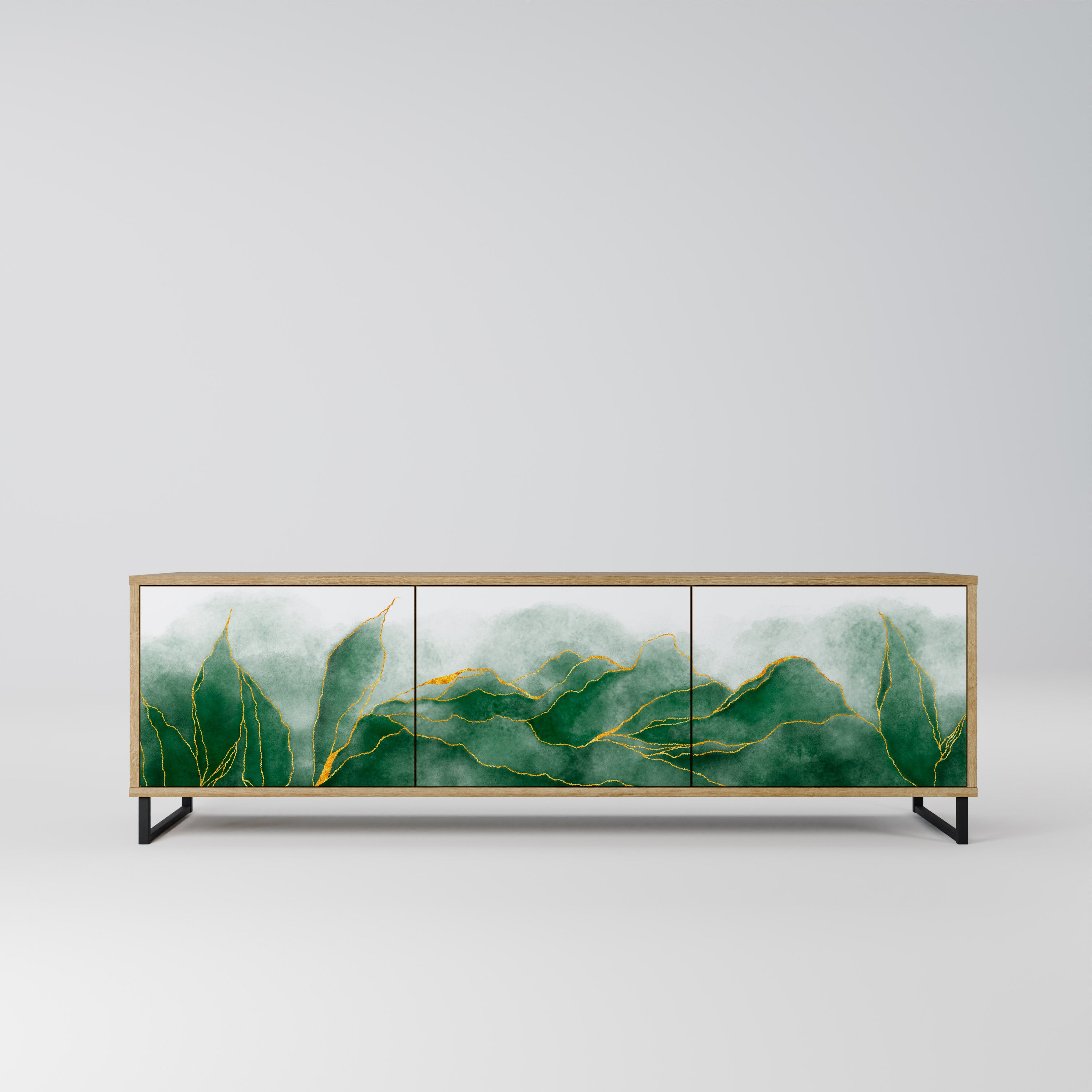 EXPENSIVE NATURE 3-Door TV Stand in Oak Effect