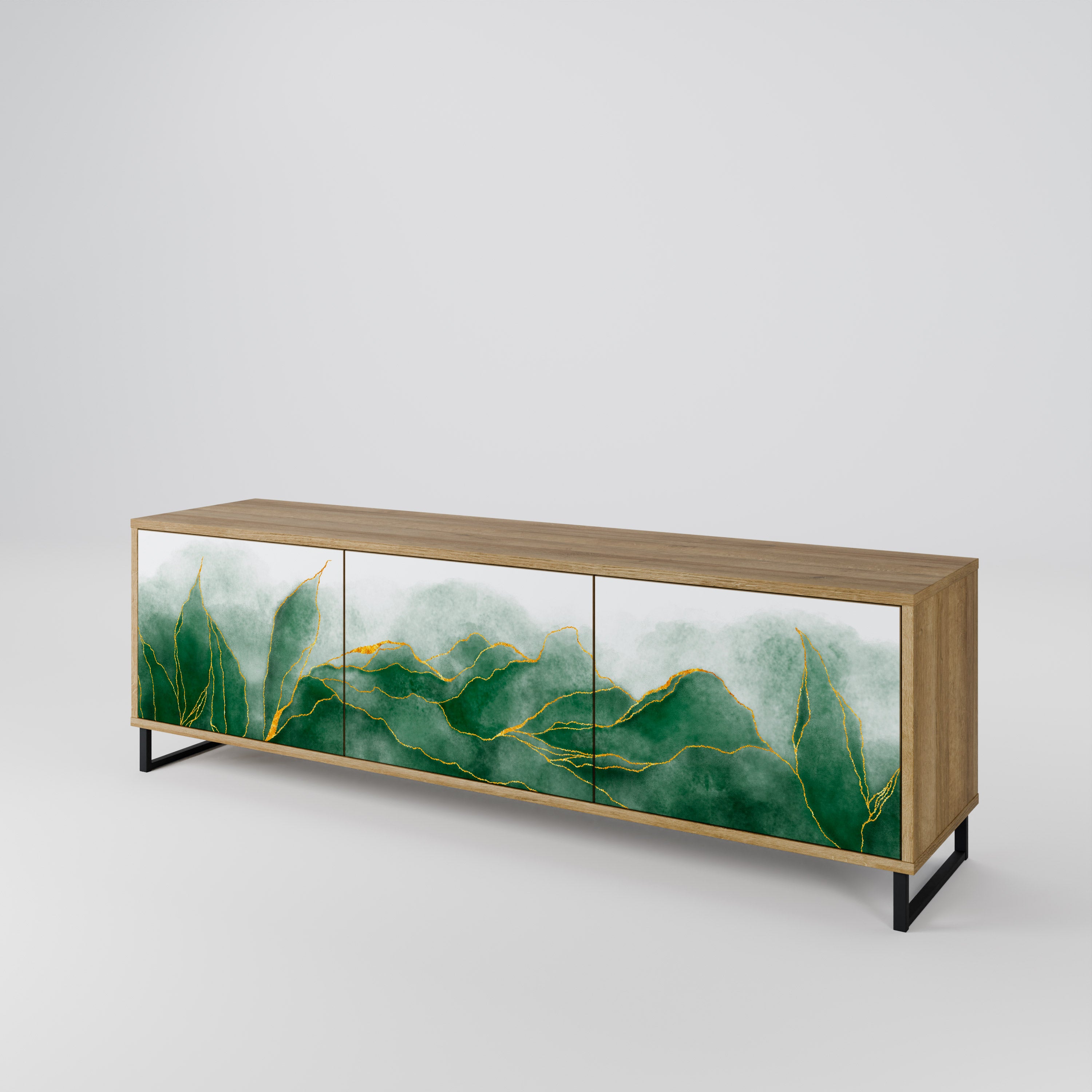 EXPENSIVE NATURE 3-Door TV Stand in Oak Effect