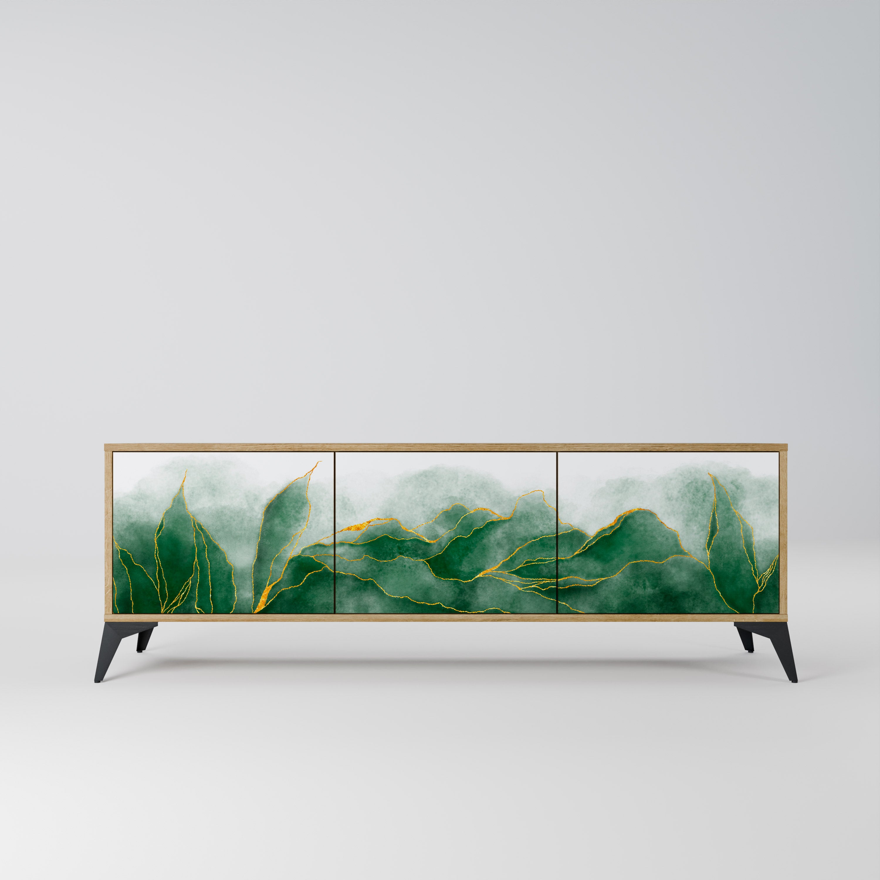 EXPENSIVE NATURE 3-Door TV Stand in Oak Effect