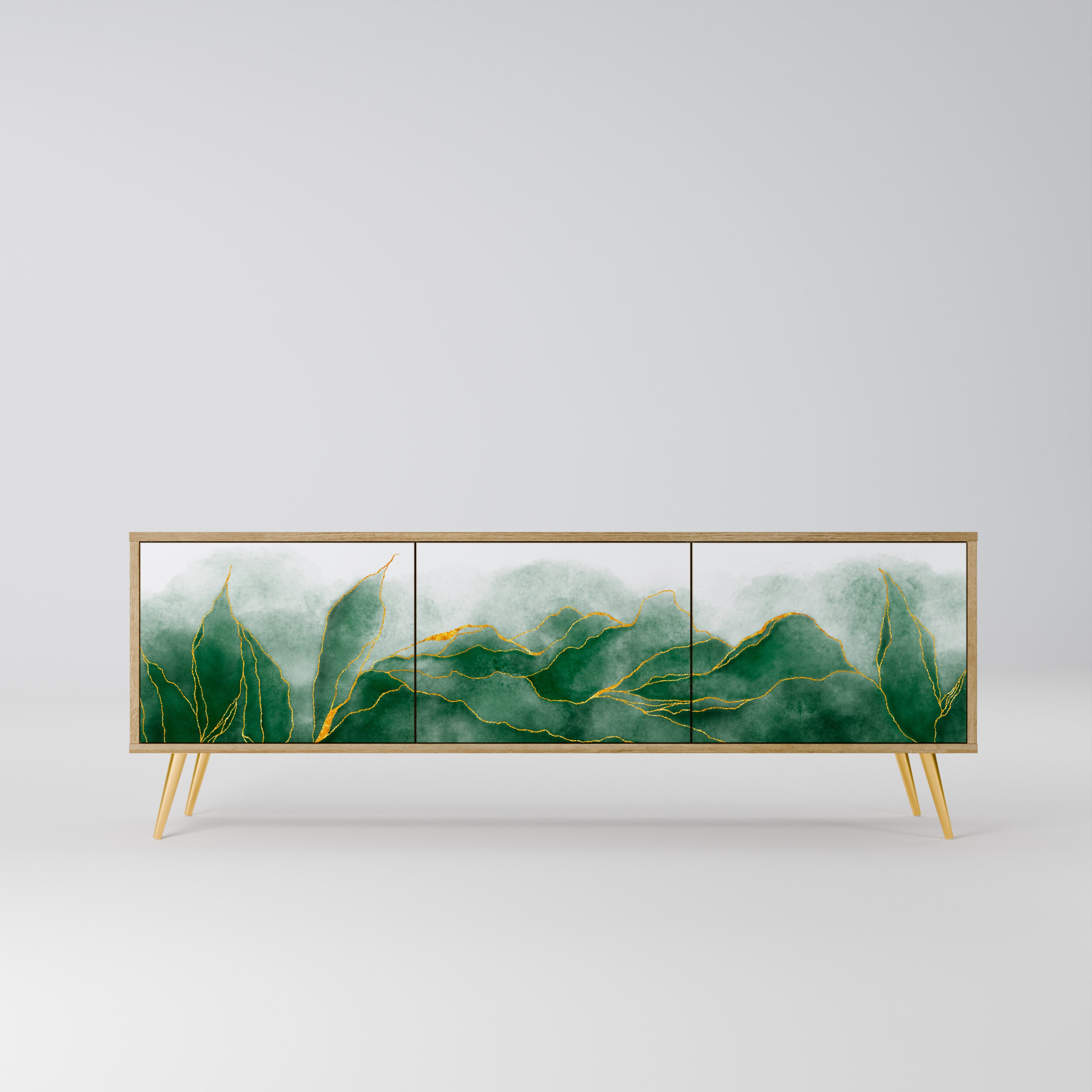 EXPENSIVE NATURE 3-Door TV Stand in Oak Effect