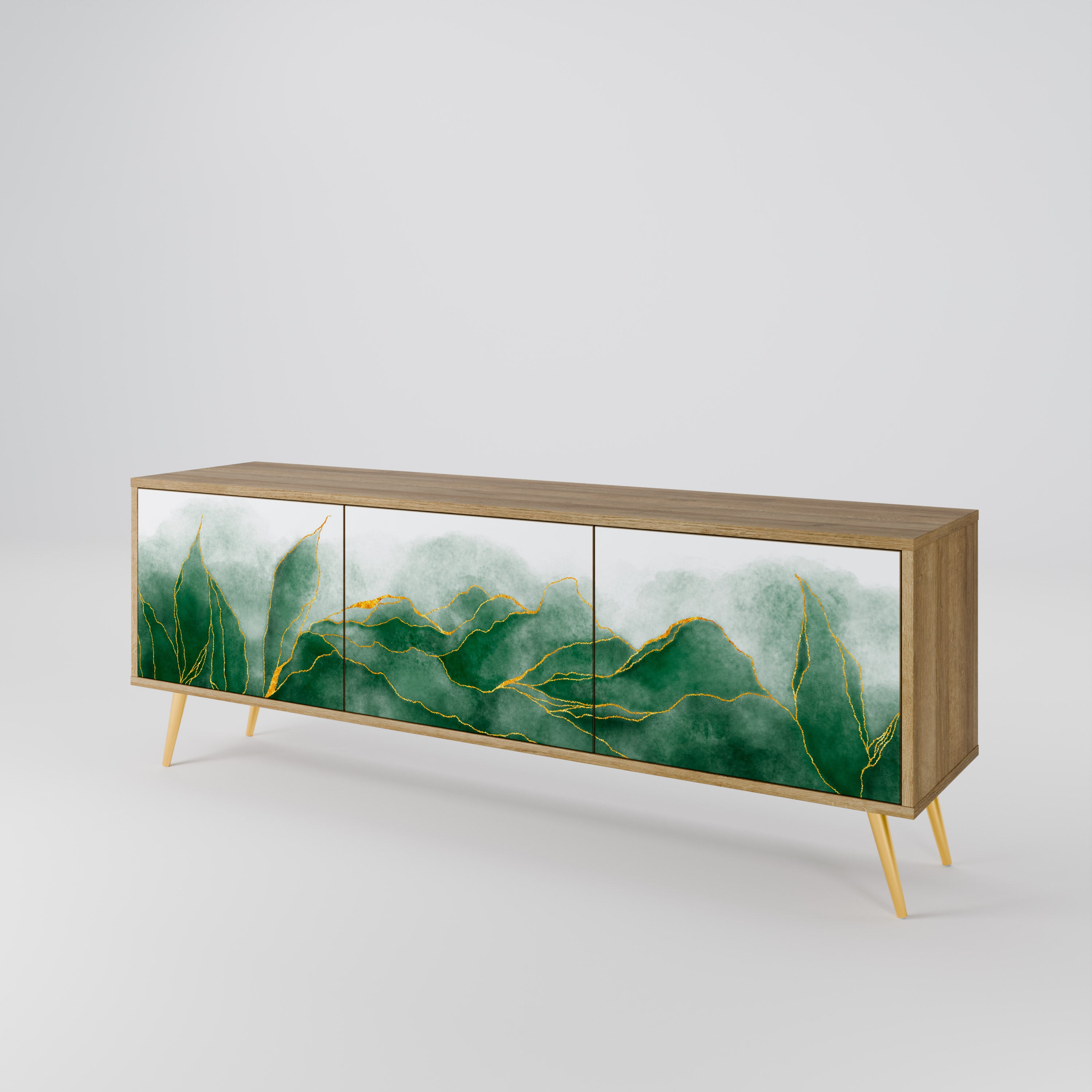 EXPENSIVE NATURE 3-Door TV Stand in Oak Effect