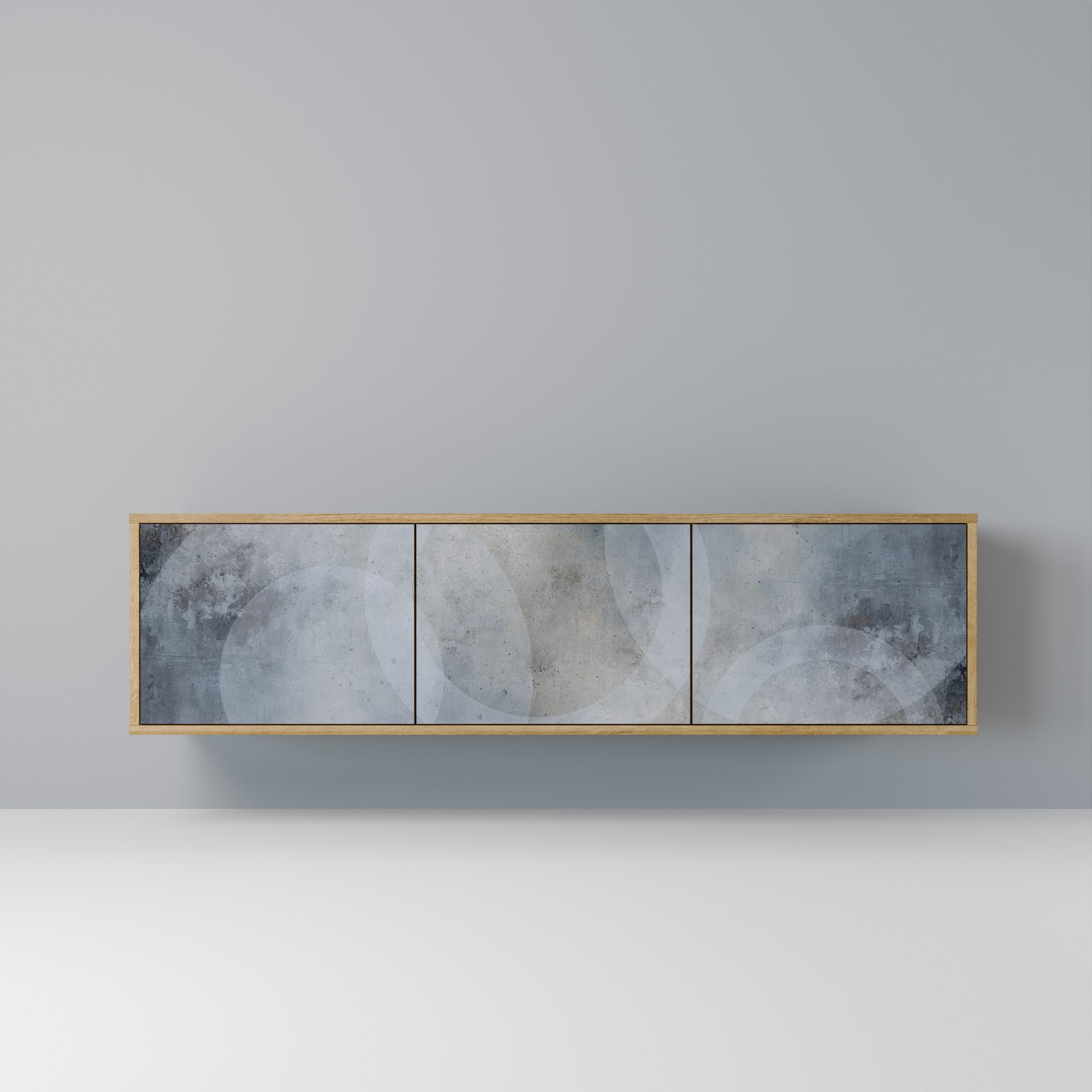 MUTED ARC 3-Door TV Stand in Oak Effect