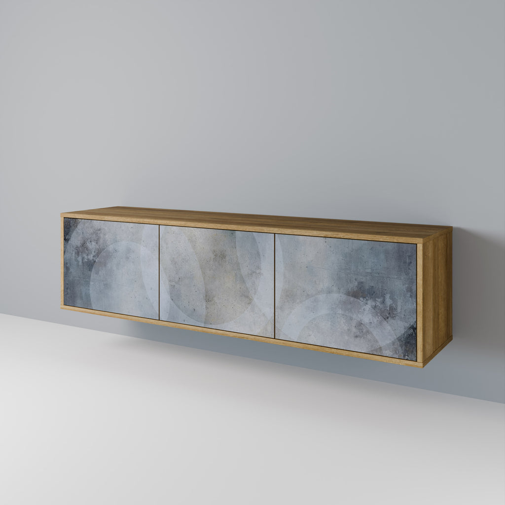 MUTED ARC 3-Door TV Stand in Oak Effect