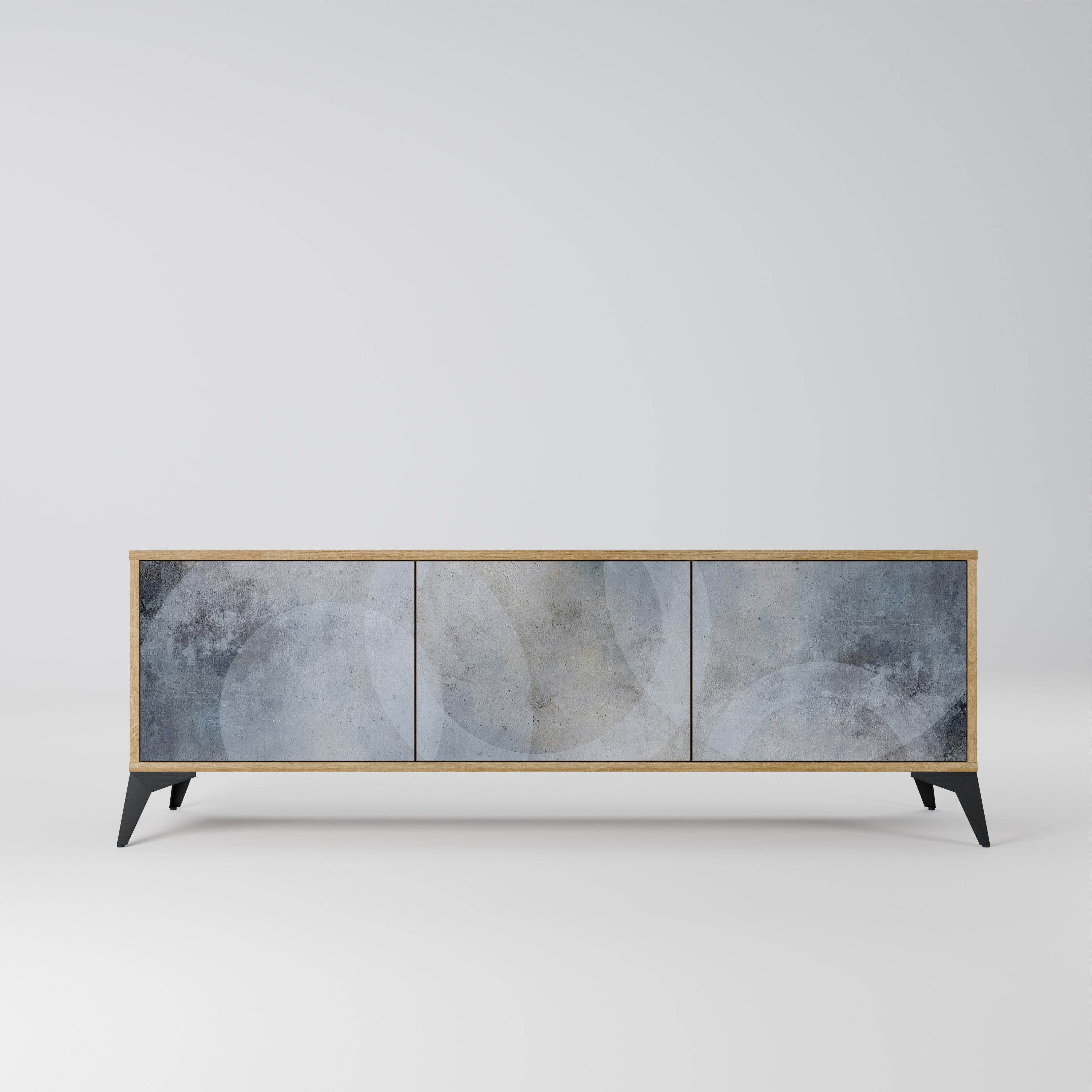 MUTED ARC 3-Door TV Stand in Oak Effect