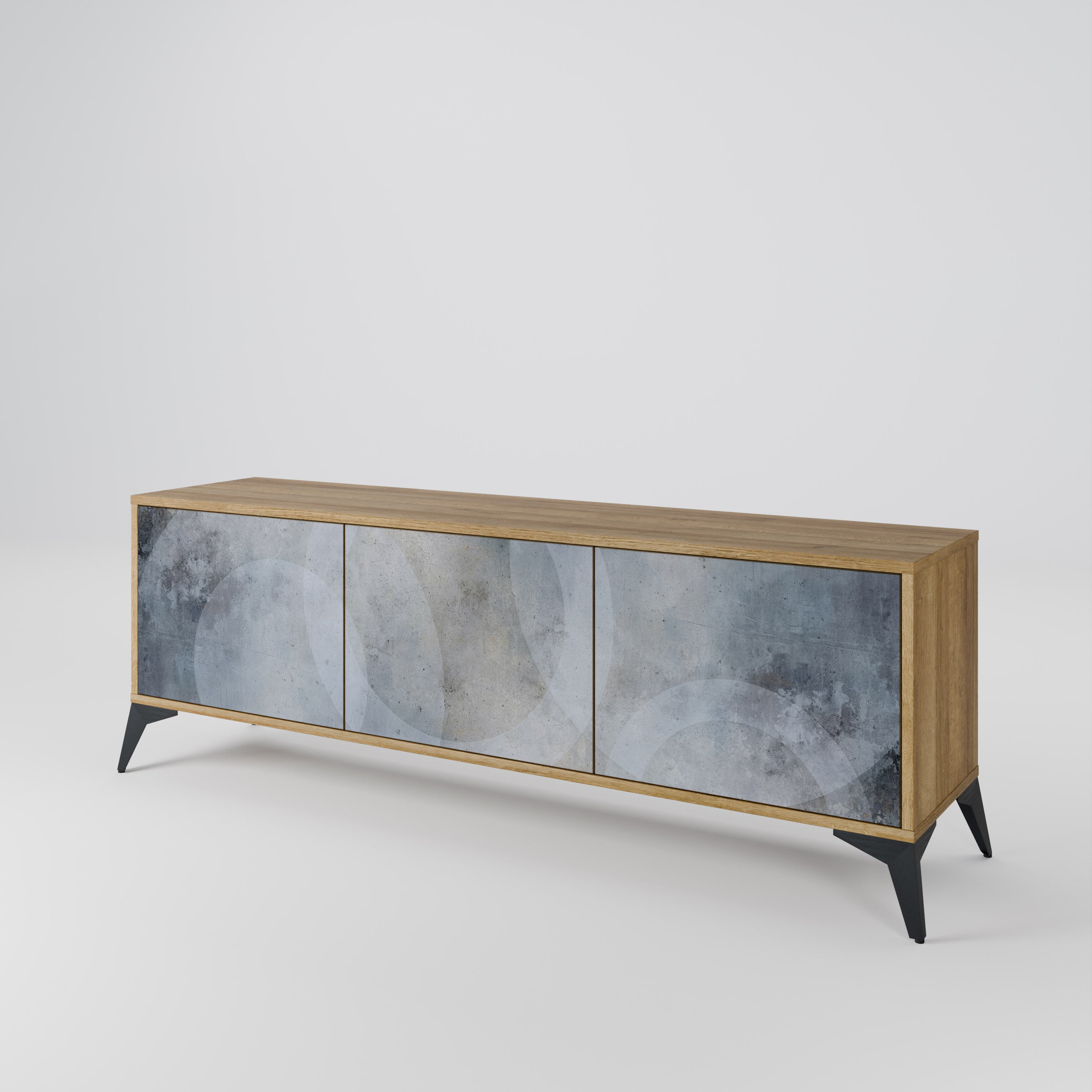 MUTED ARC 3-Door TV Stand in Oak Effect
