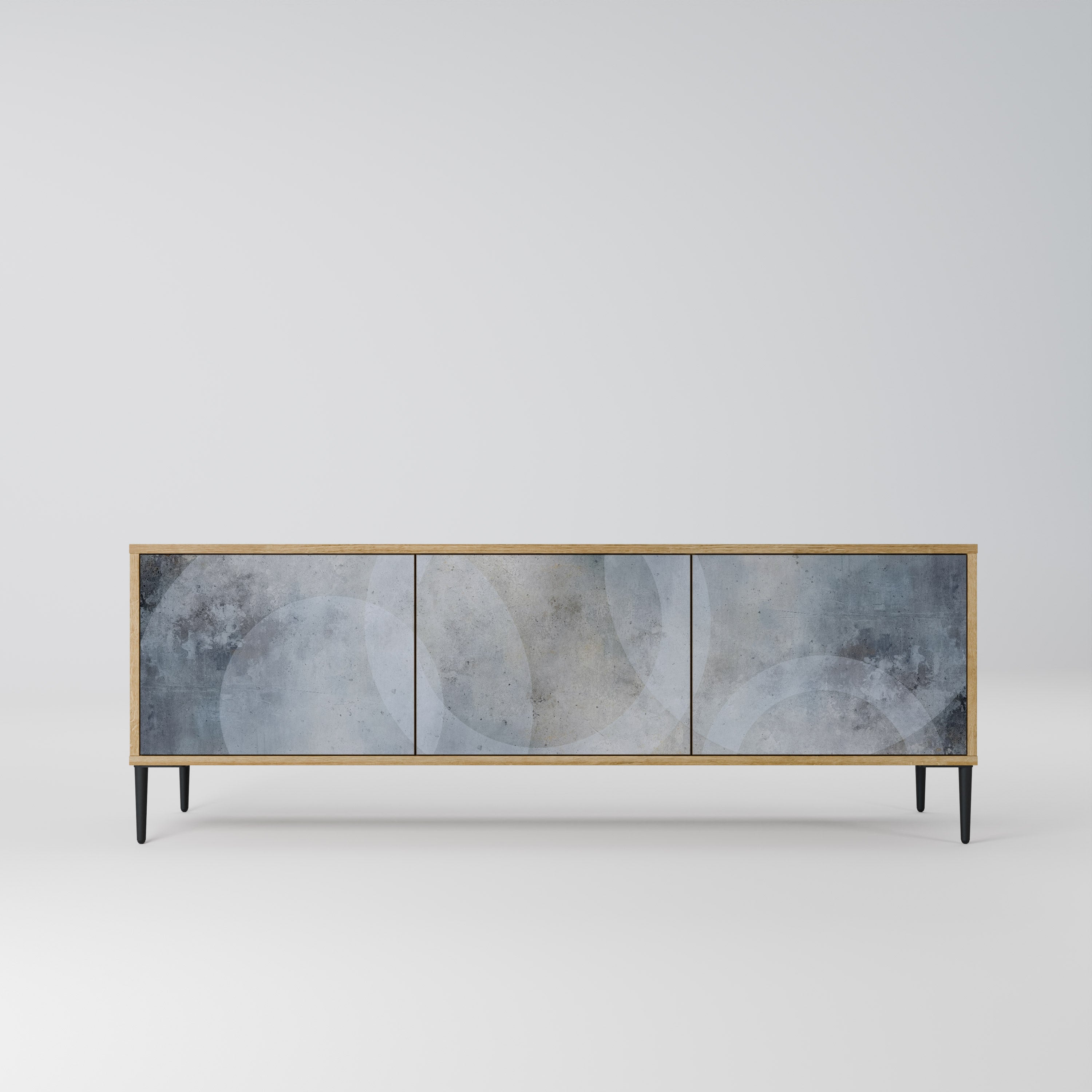 MUTED ARC 3-Door TV Stand in Oak Effect