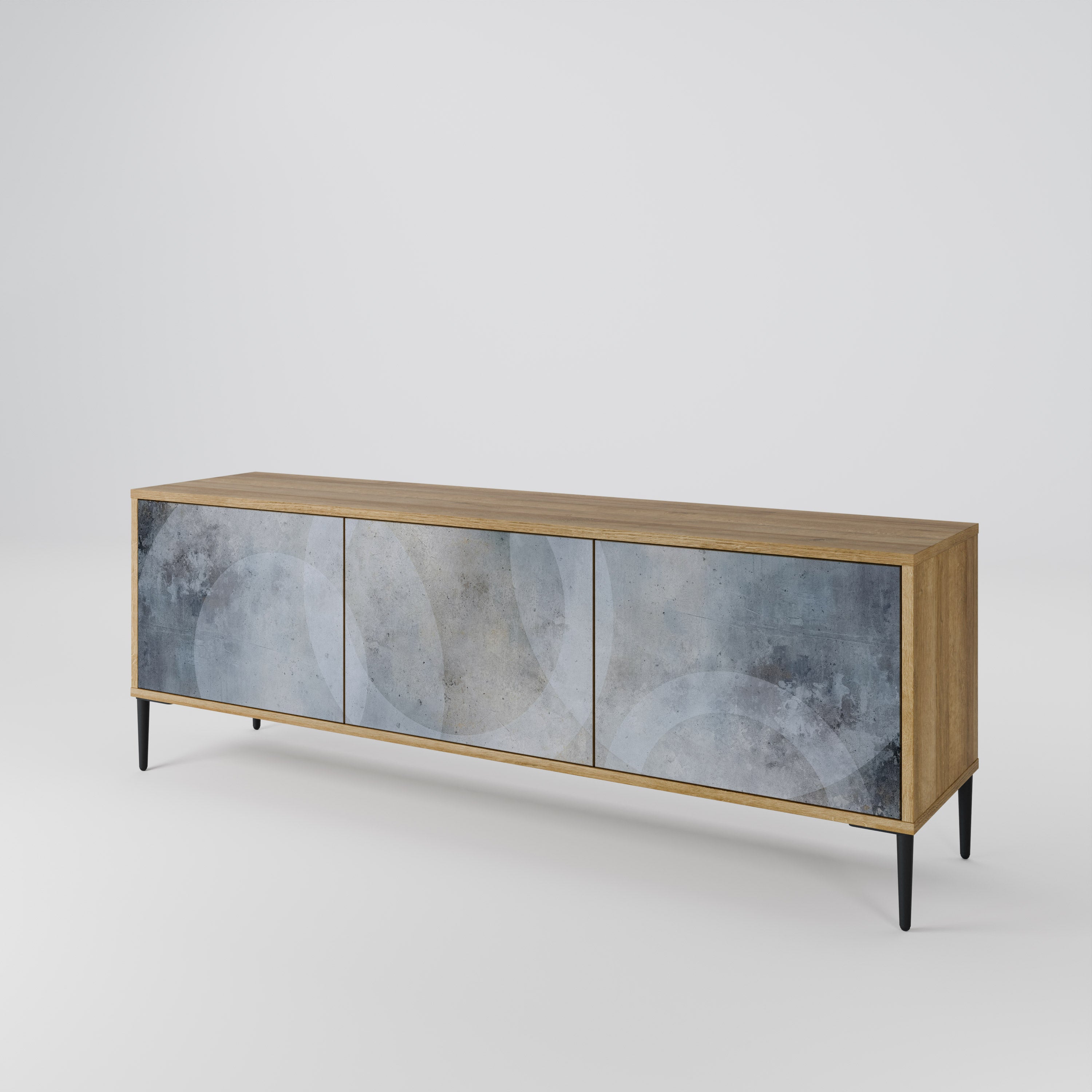 MUTED ARC 3-Door TV Stand in Oak Effect