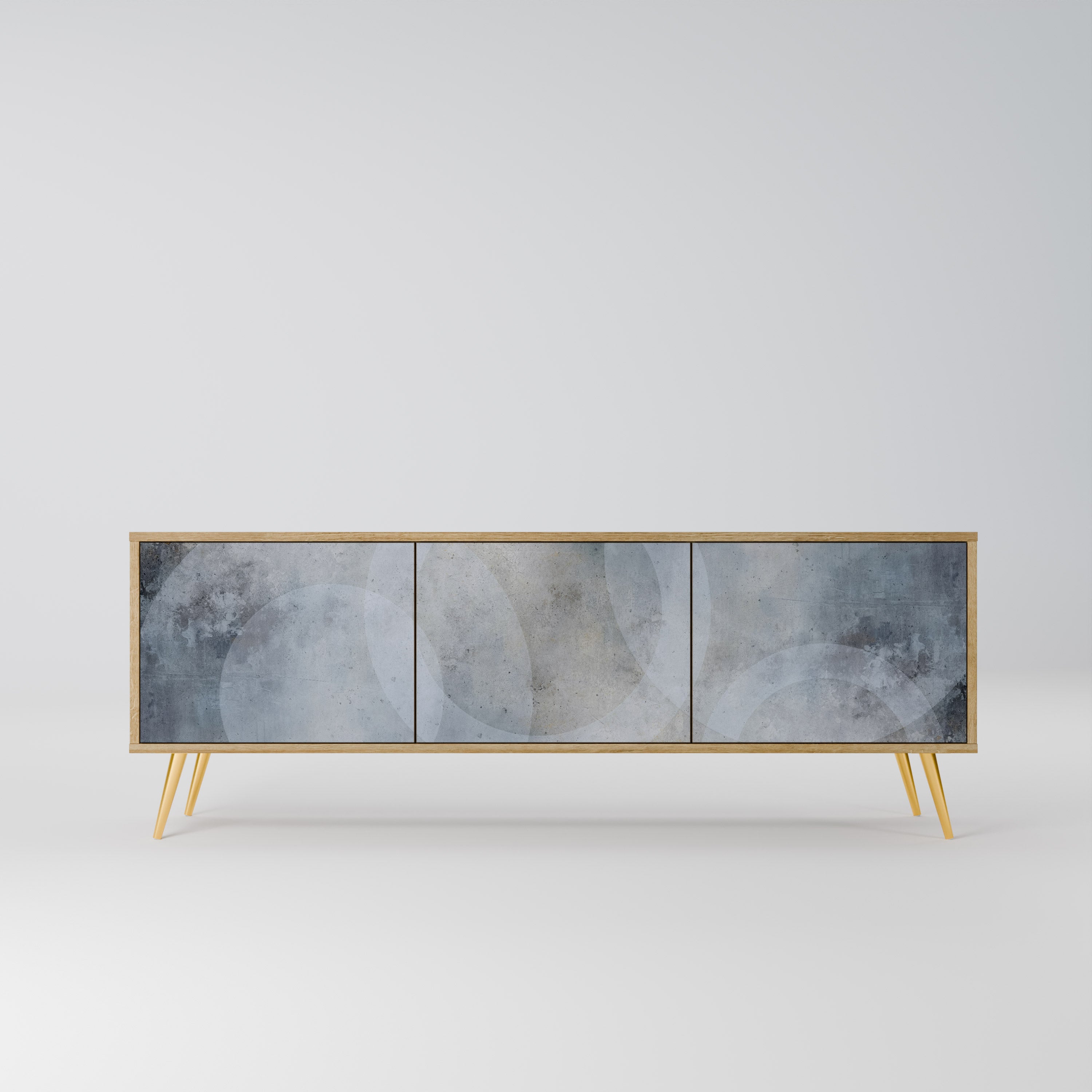 MUTED ARC 3-Door TV Stand in Oak Effect