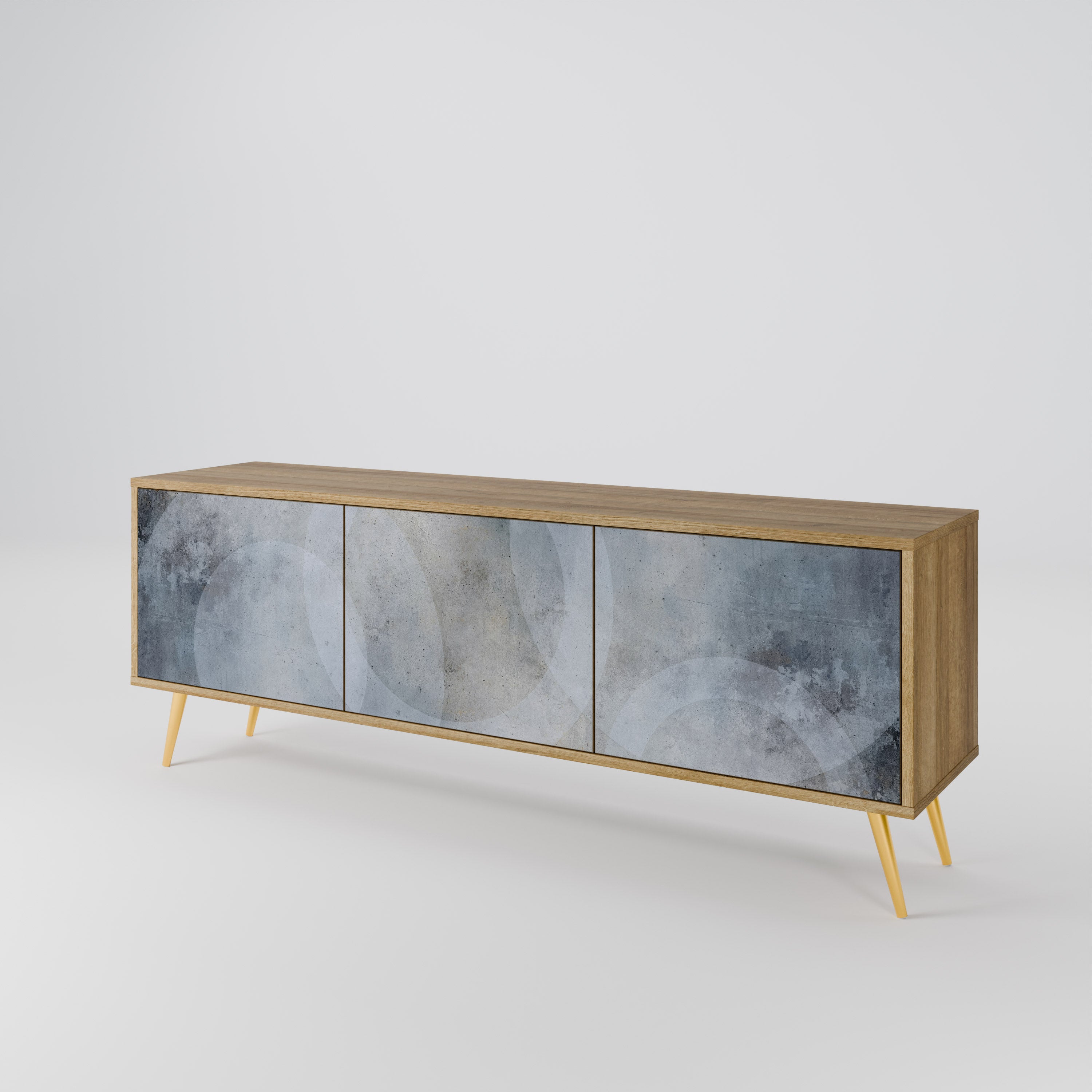 MUTED ARC 3-Door TV Stand in Oak Effect