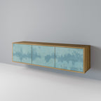 SKY WASH 3-Door TV Stand in Oak Effect