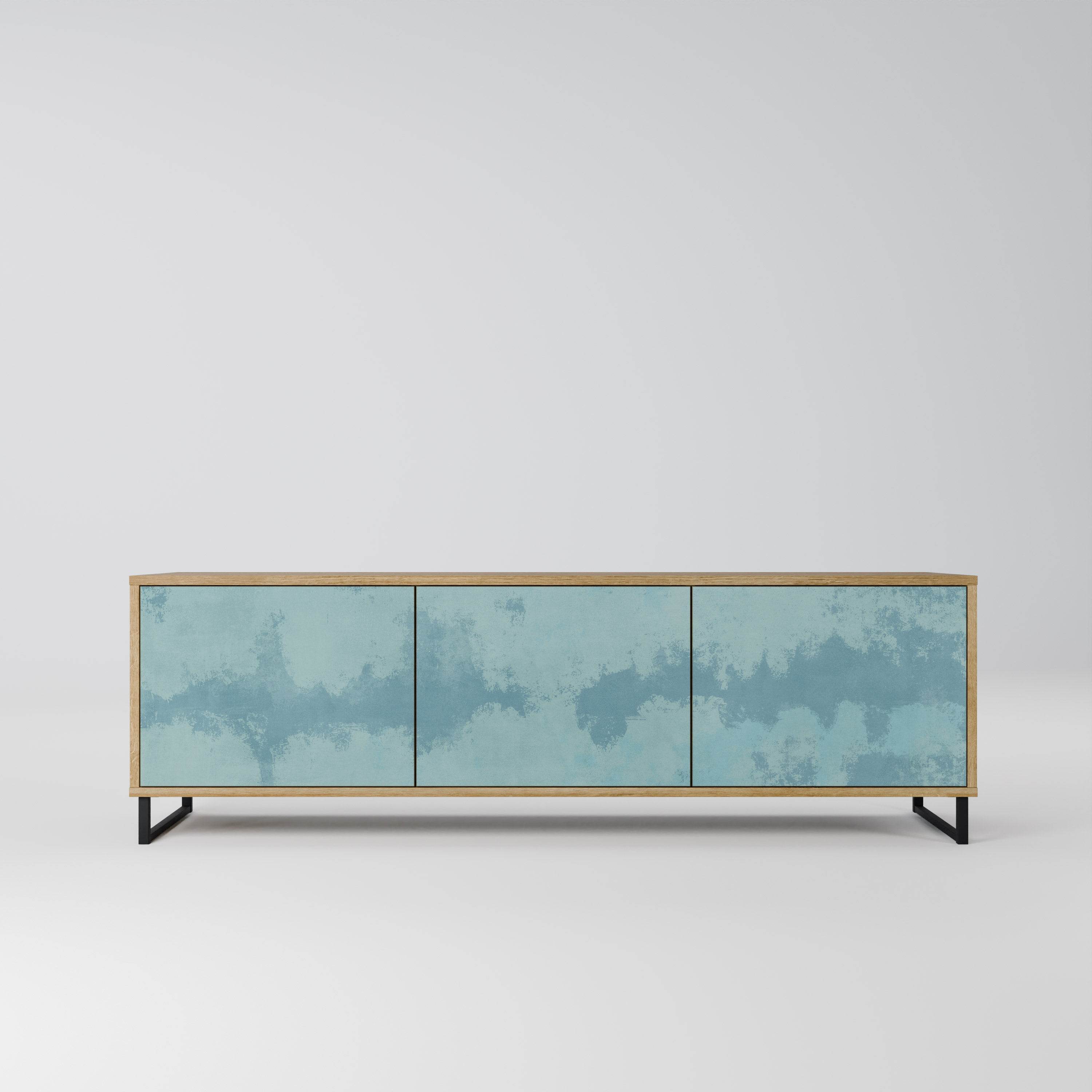 SKY WASH 3-Door TV Stand in Oak Effect