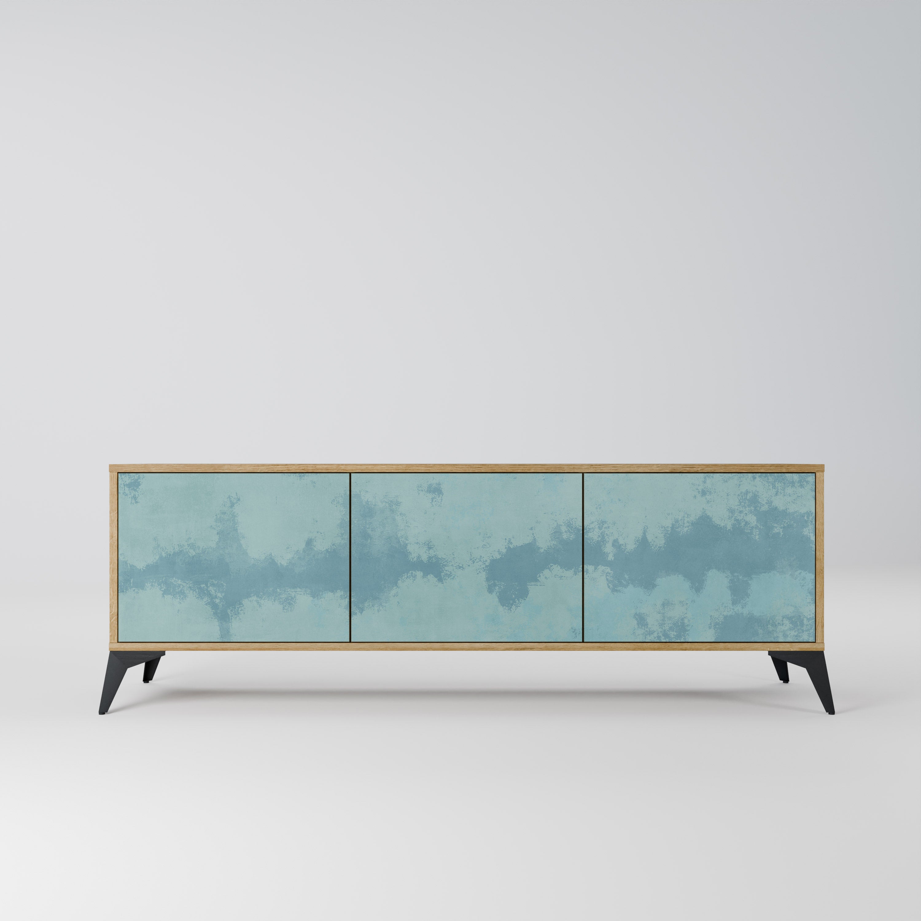 SKY WASH 3-Door TV Stand in Oak Effect