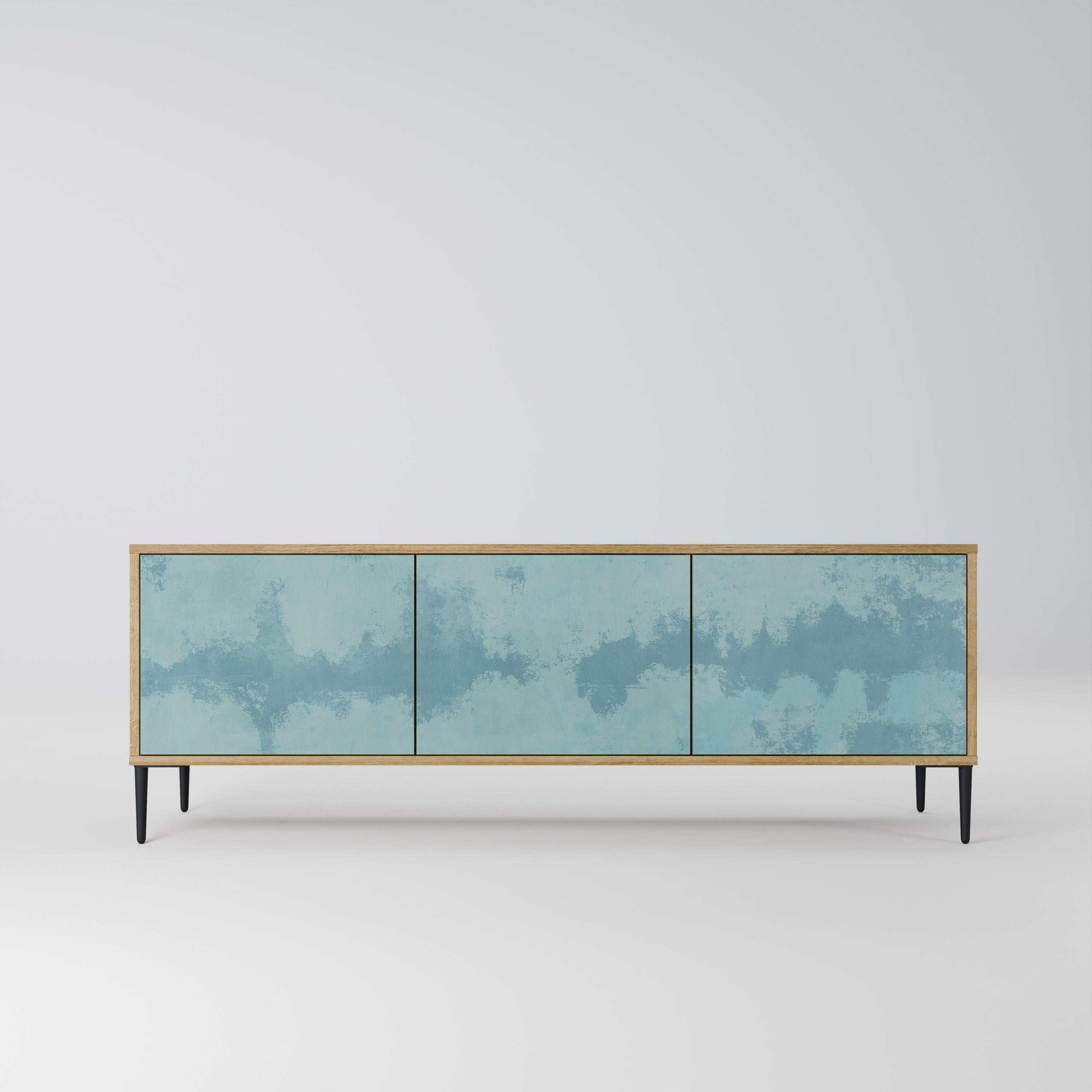 SKY WASH 3-Door TV Stand in Oak Effect