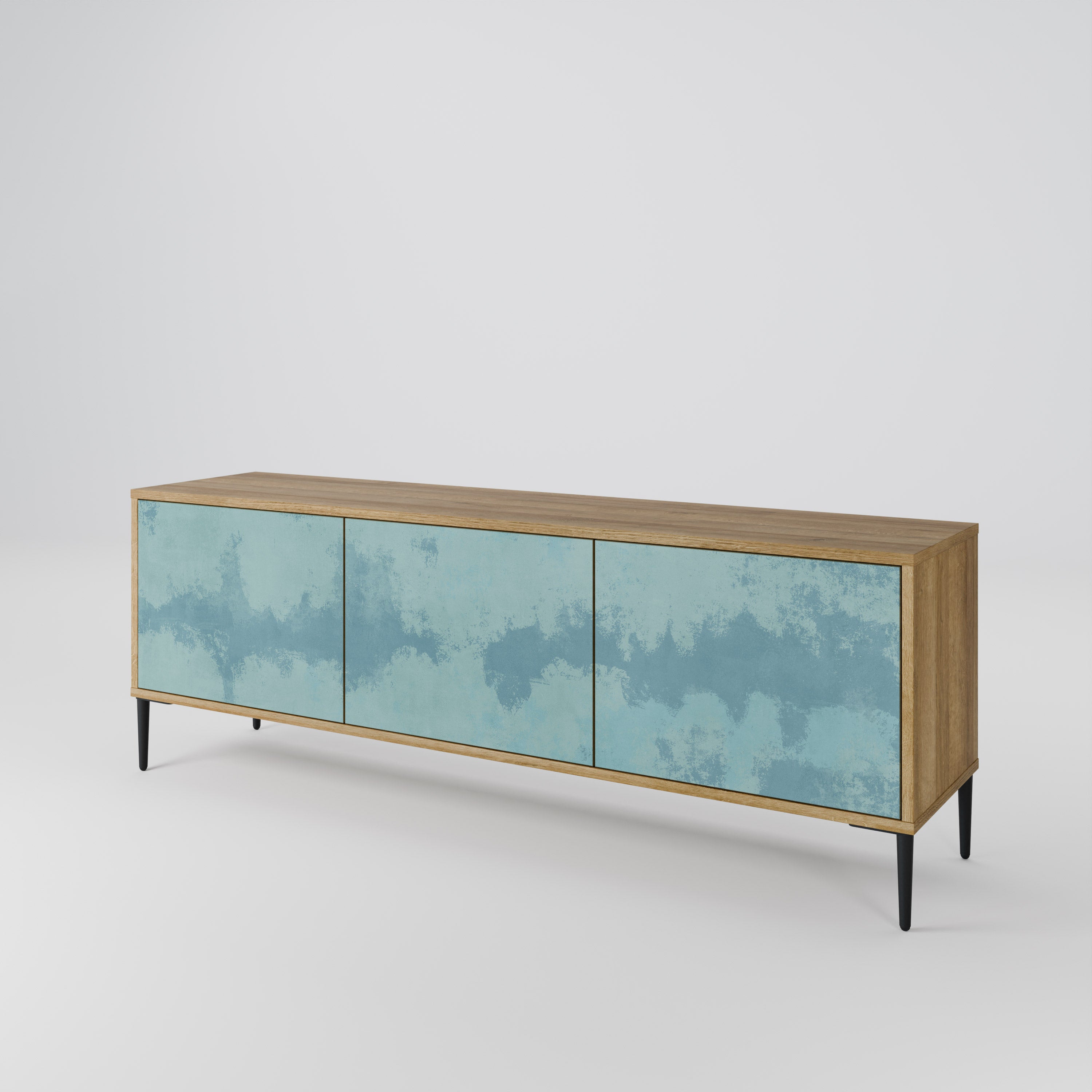 SKY WASH 3-Door TV Stand in Oak Effect