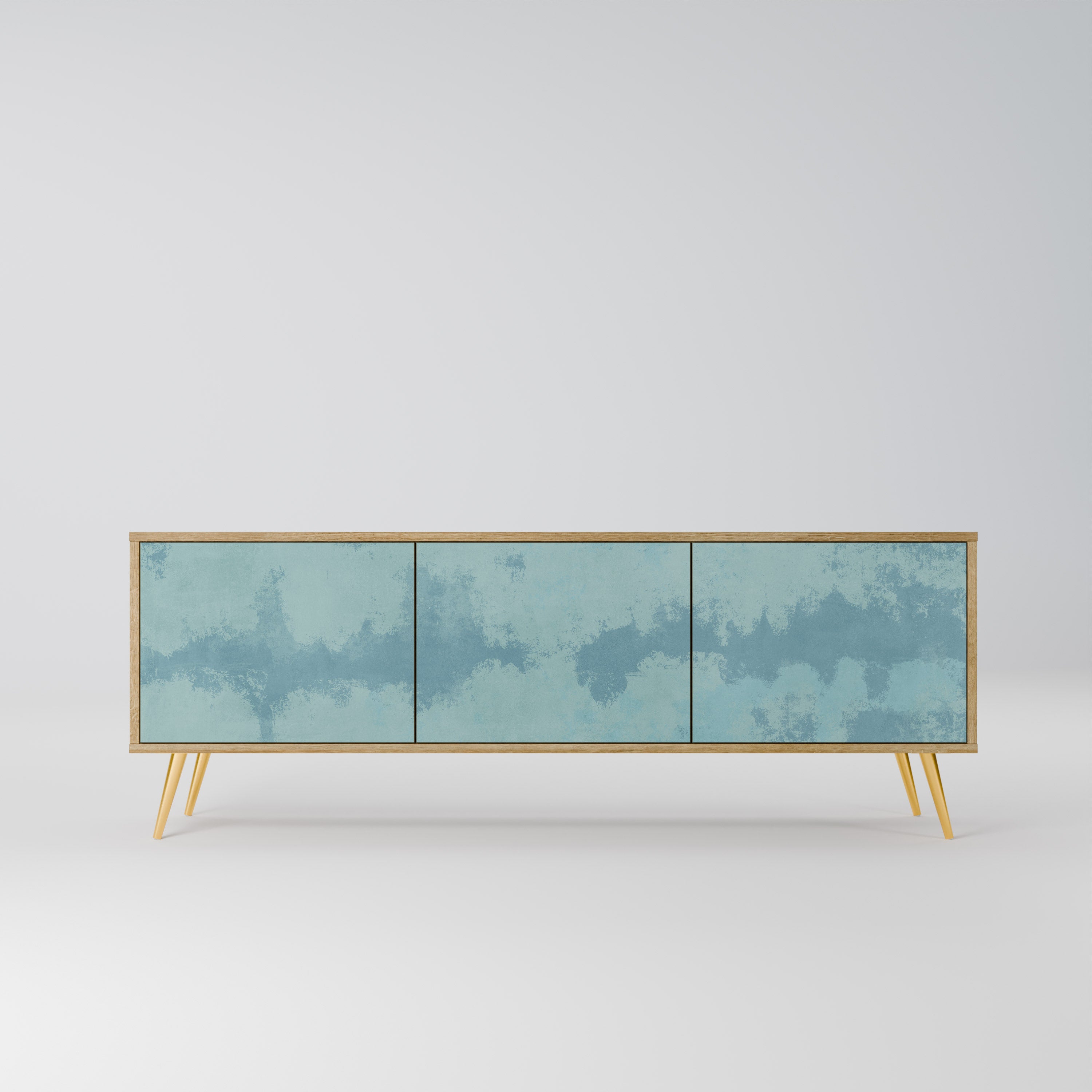 SKY WASH 3-Door TV Stand in Oak Effect