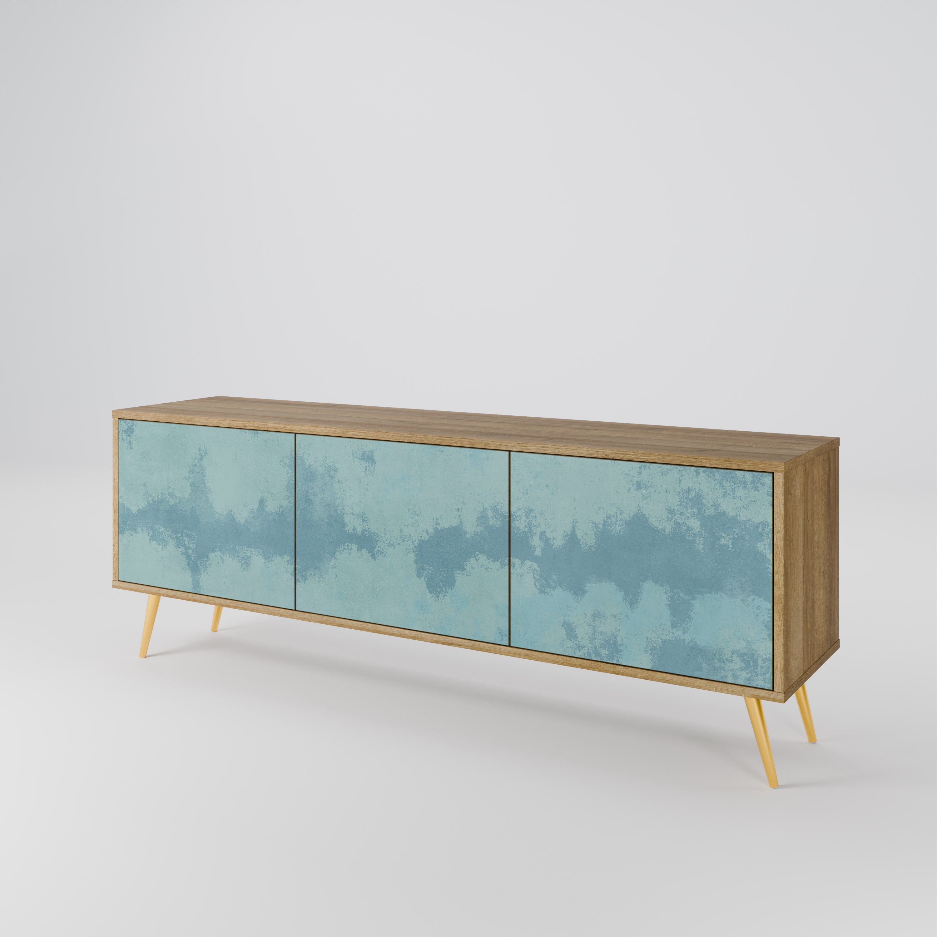 SKY WASH 3-Door TV Stand in Oak Effect