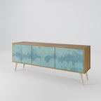 SKY WASH 3-Door TV Stand in Oak Effect