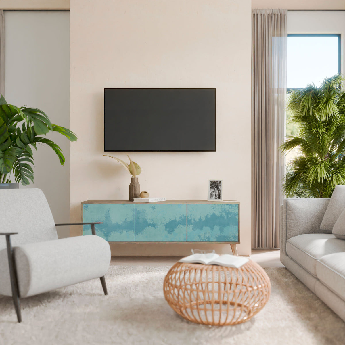SKY WASH Mueble de TV de 3 Puertas