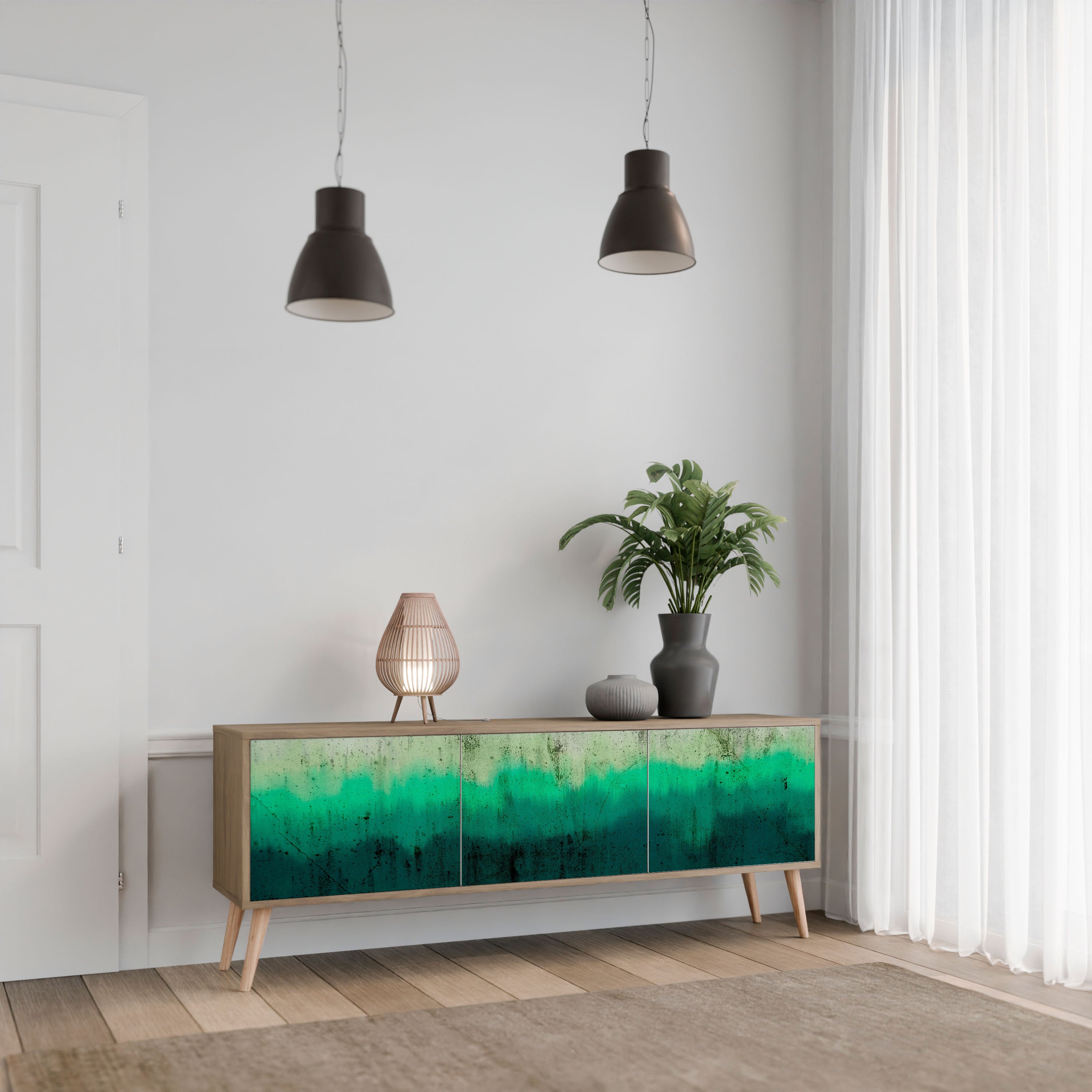 NORTHERN LIGHTS 3-Door TV Stand in Oak Effect