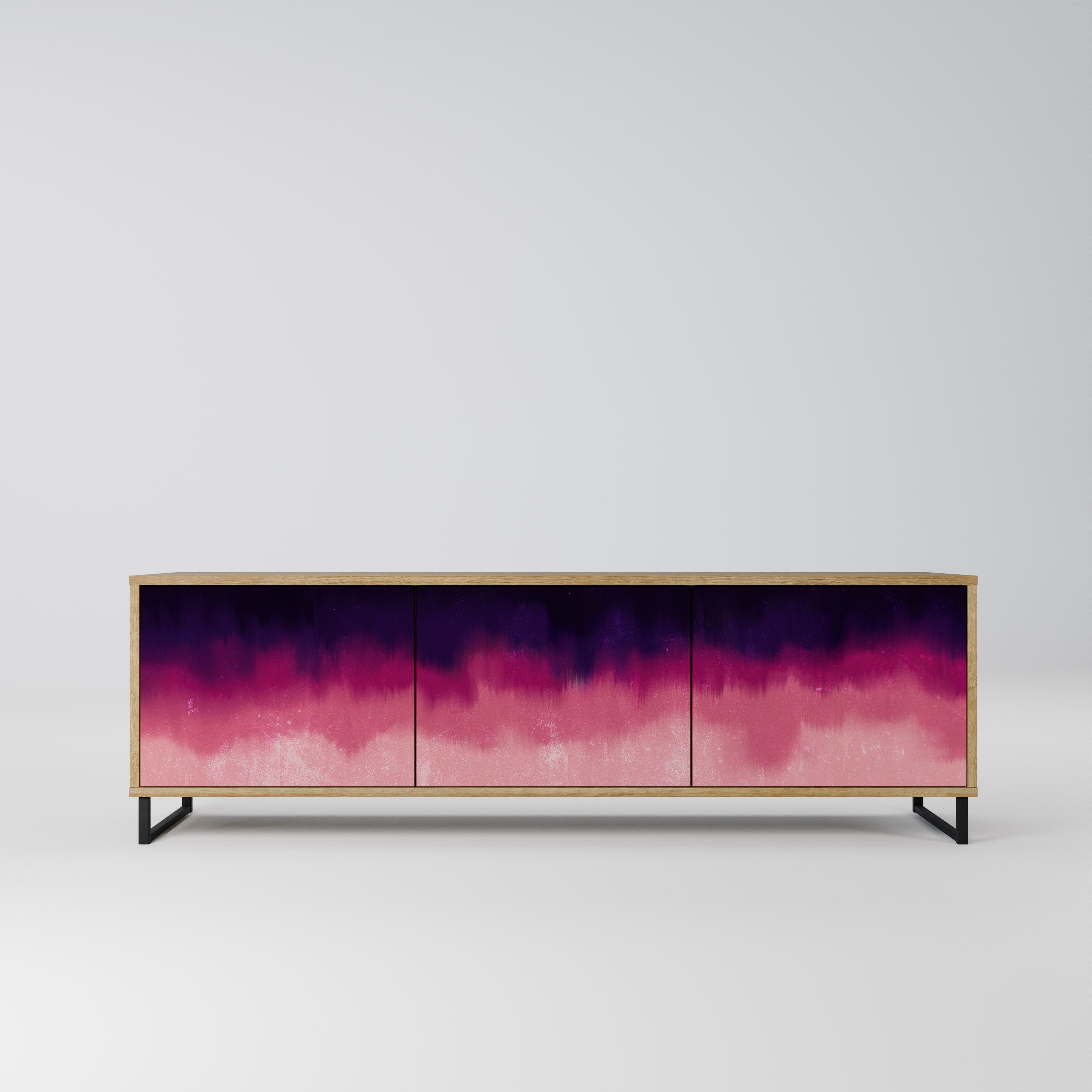 AURORA BOREALIS 3-Door TV Stand in Oak Effect