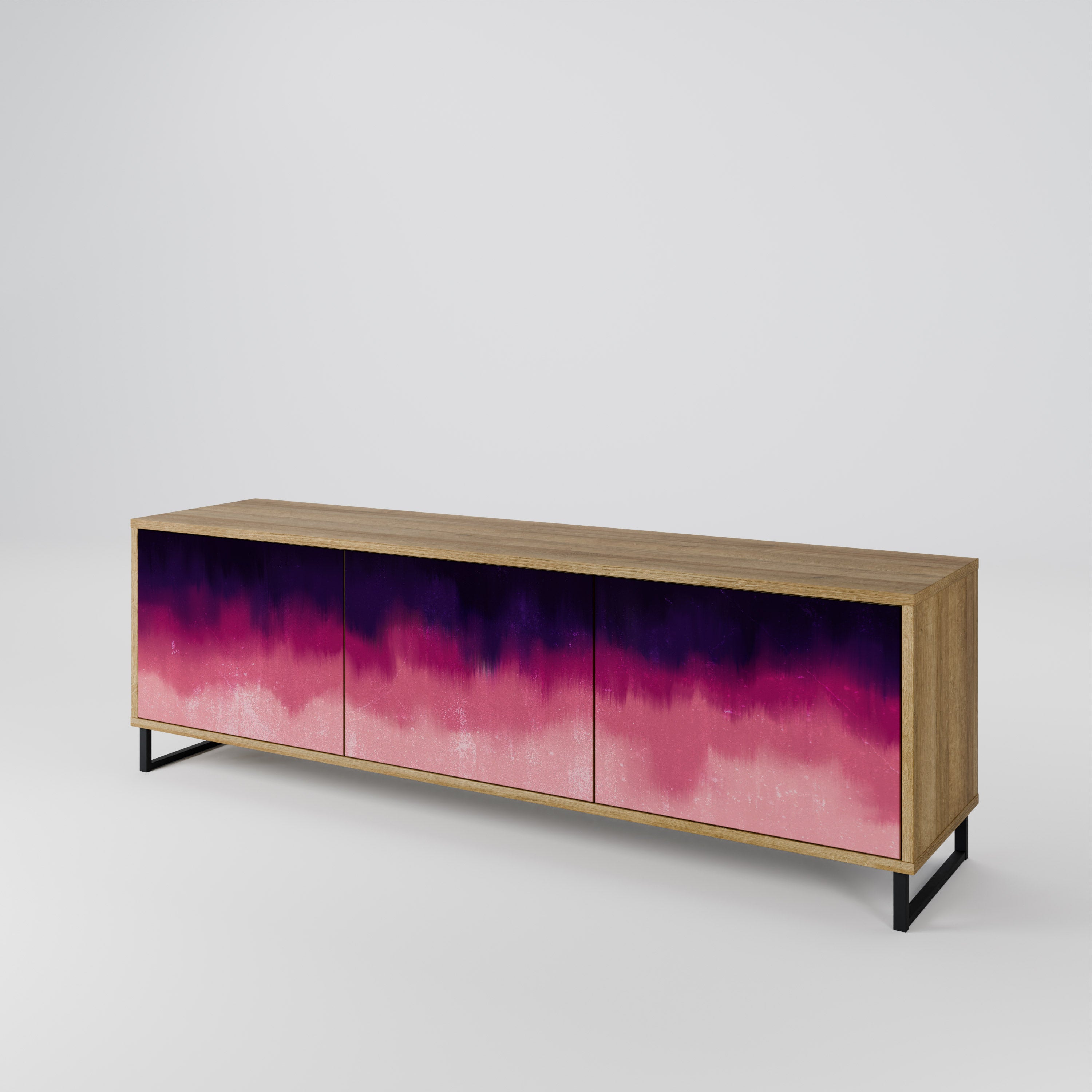 AURORA BOREALIS 3-Door TV Stand in Oak Effect