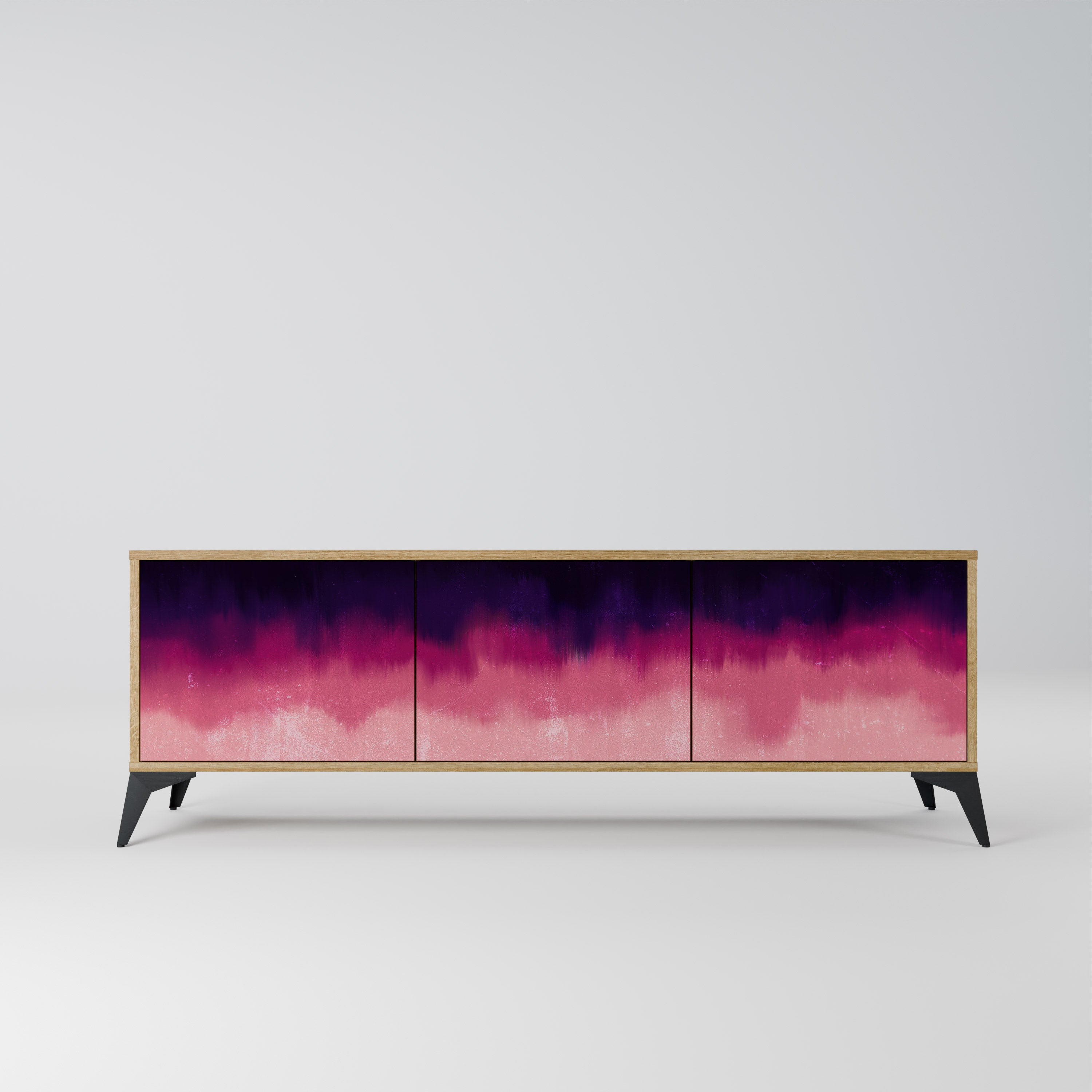 AURORA BOREALIS 3-Door TV Stand in Oak Effect