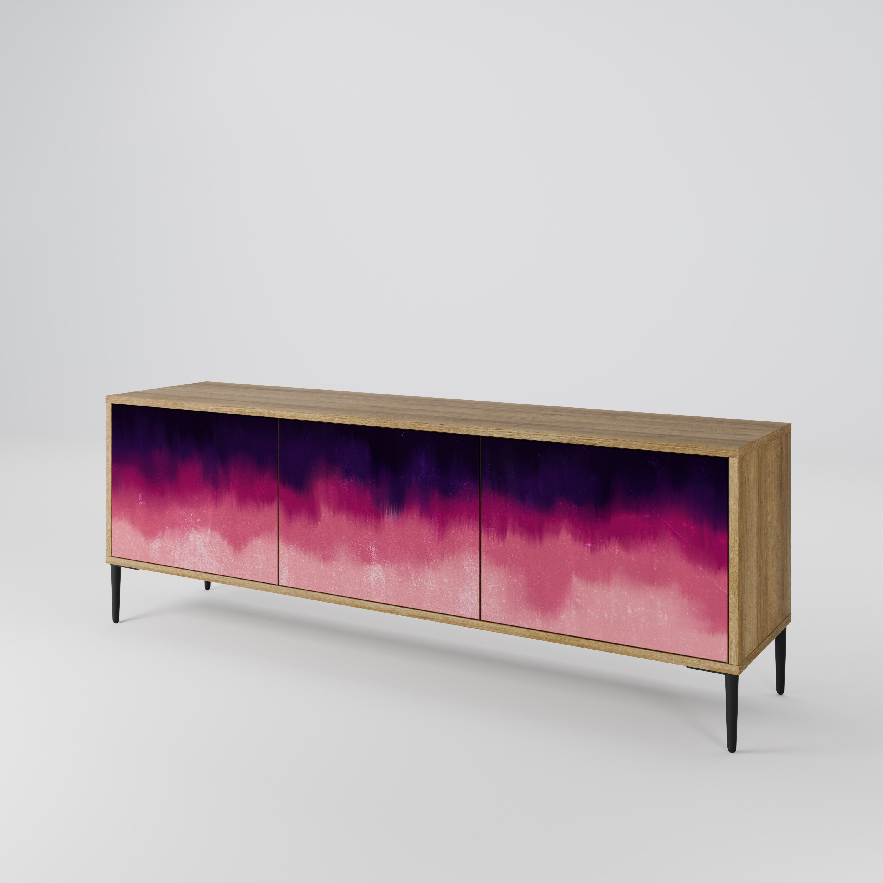 AURORA BOREALIS 3-Door TV Stand in Oak Effect