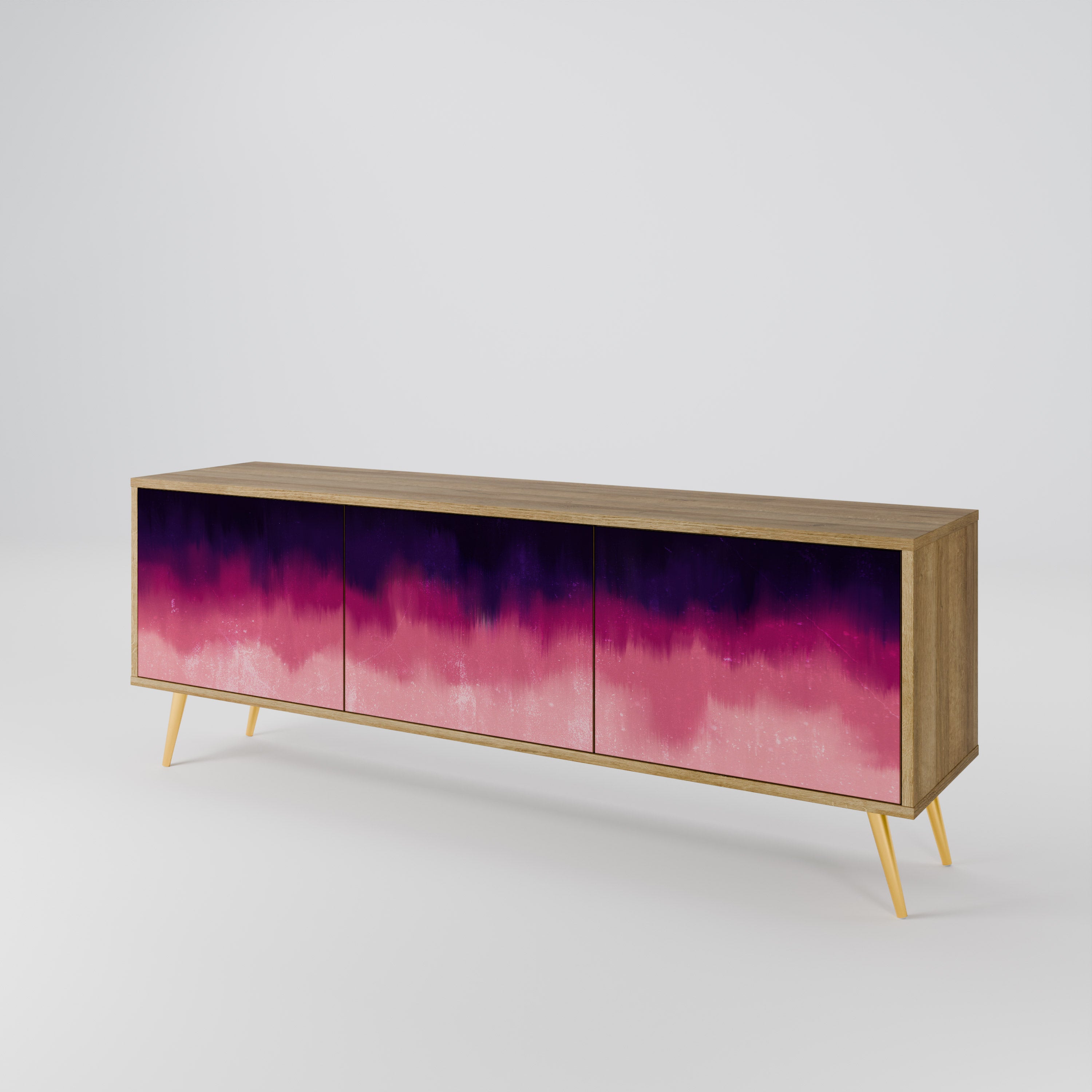 AURORA BOREALIS 3-Door TV Stand in Oak Effect