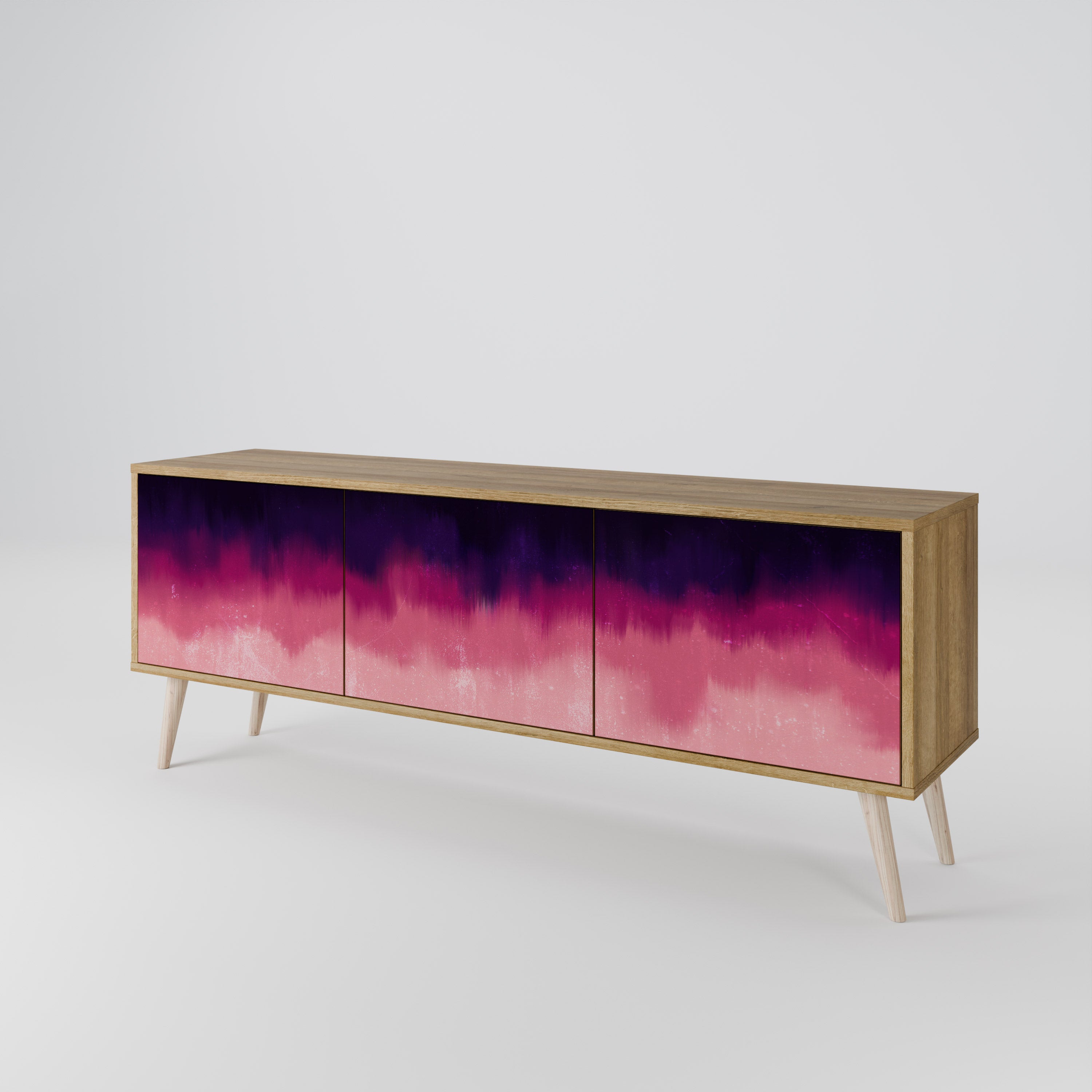 AURORA BOREALIS 3-Door TV Stand in Oak Effect