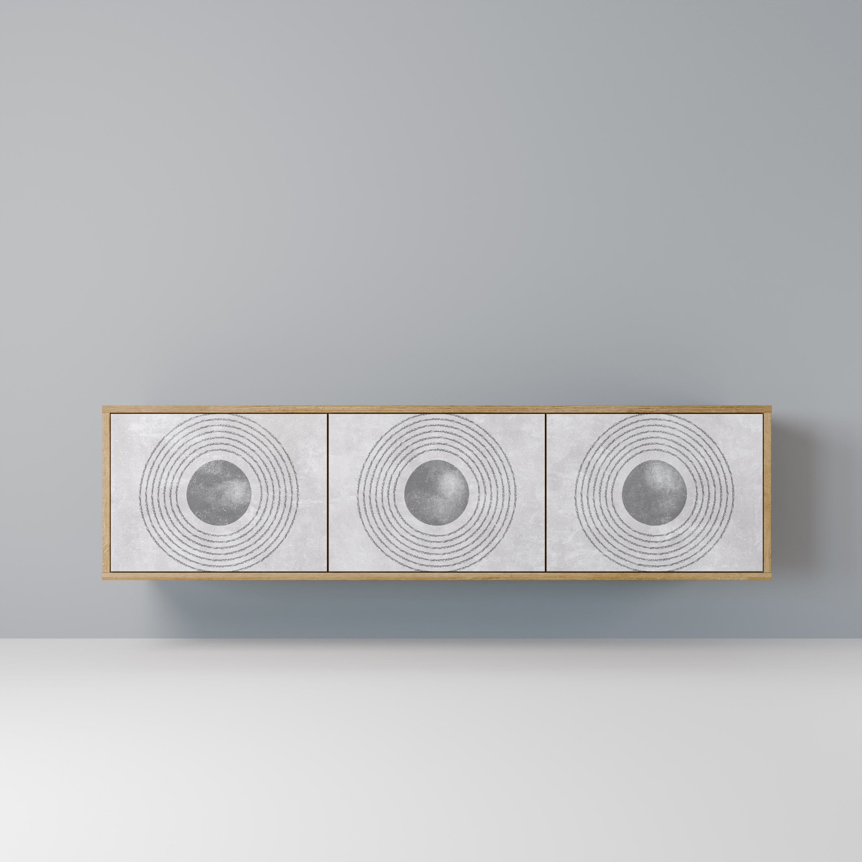 SOLID CIRCLES 3-Door TV Stand in Oak Effect